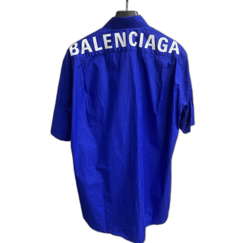 Balenciaga Balenciaga Blue Short Sleeve Logo Shirt Size US M / EU 48-50 / 2 - 1 Thumbnail