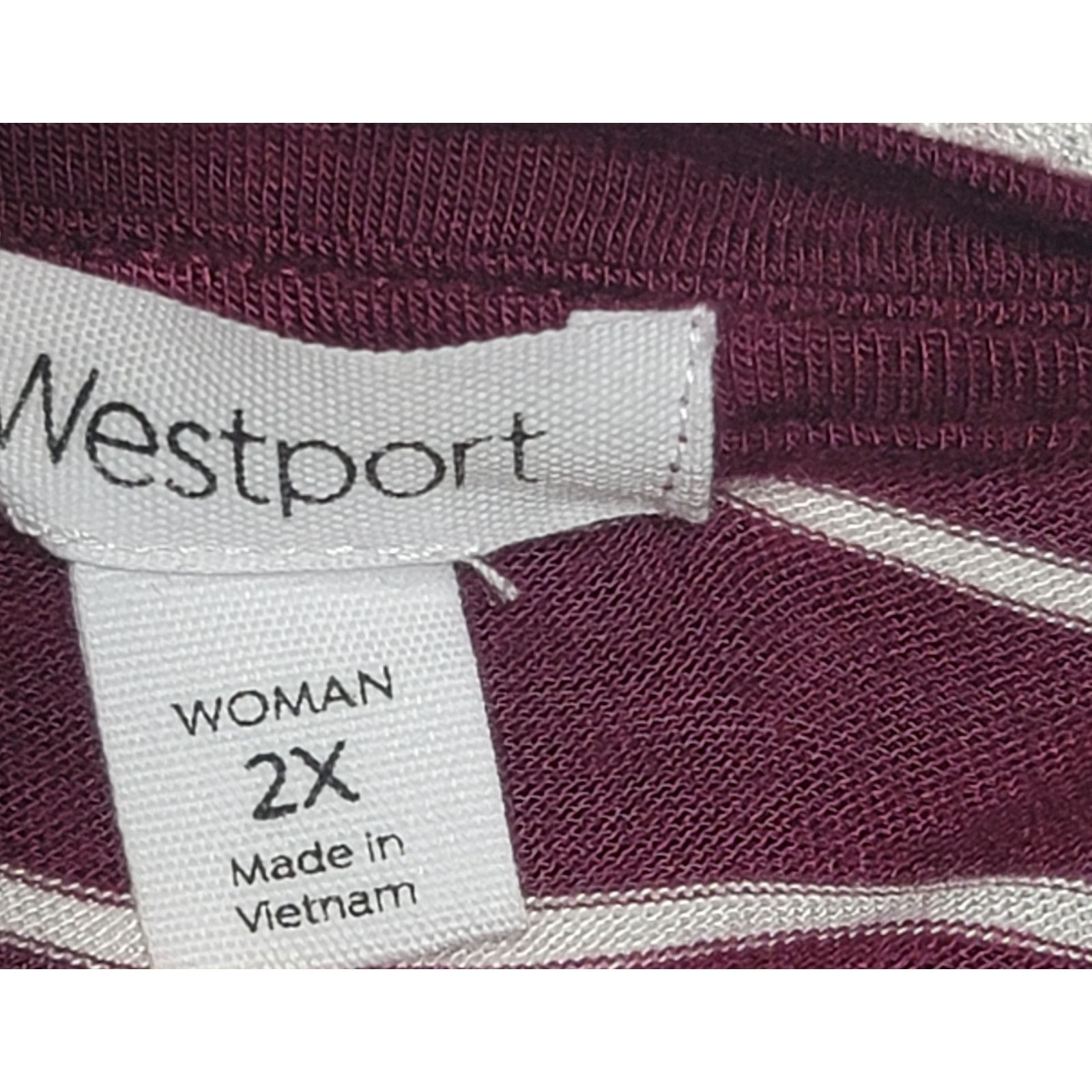 Other Westport Burgundy White Striped Bell Sleeves Top 2X Plus Size XXL / US 16-18 / IT 52-54 - 4 Thumbnail