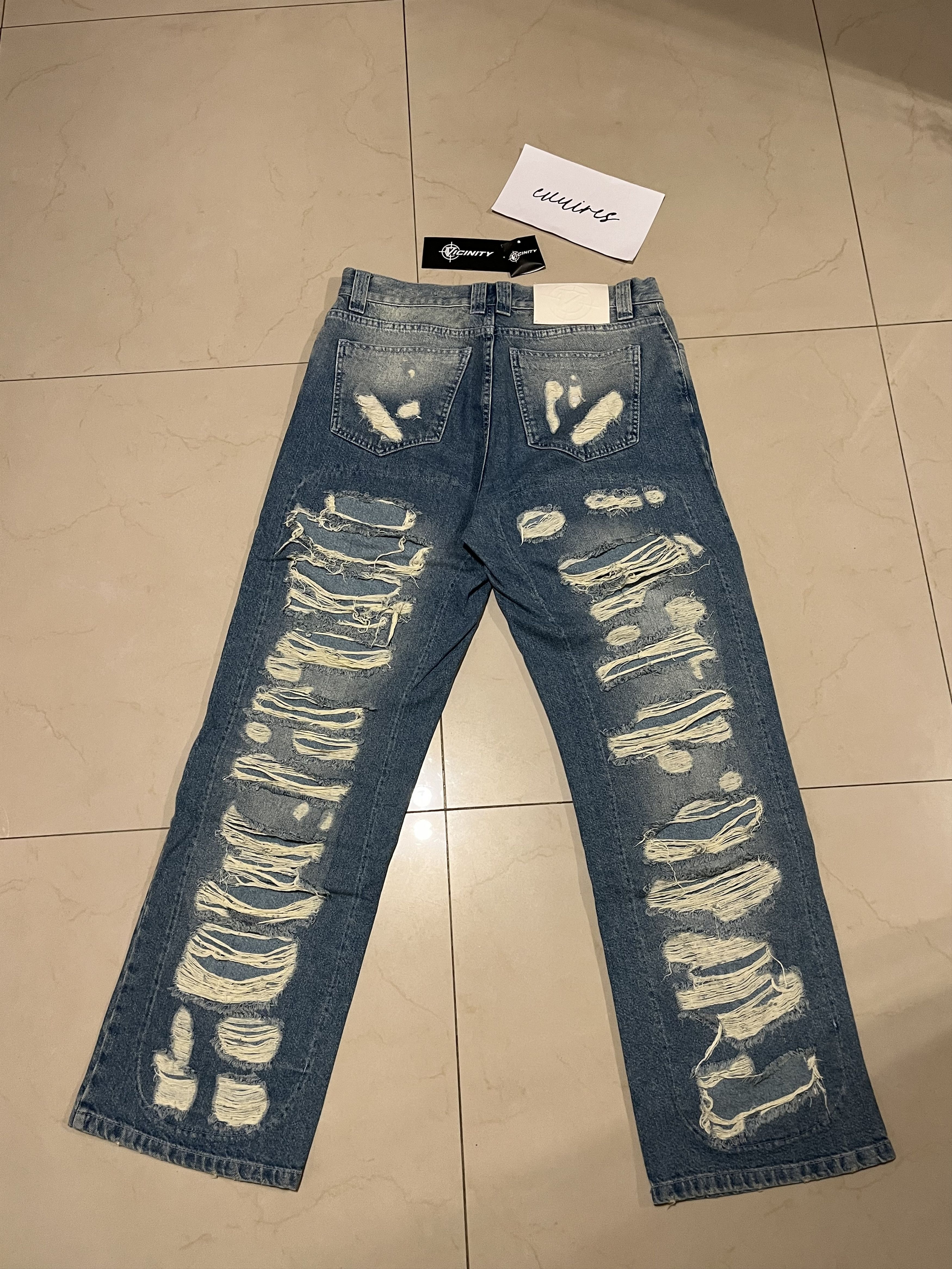 Designer Vicinity Distressed Denim LIGHT BLUE/CREAM Size US 32 / EU 48 - 2 Thumbnail