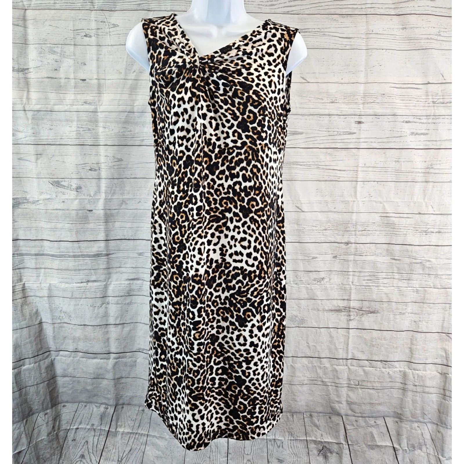 Vintage Chico's Womens Dress S Small Black Brown Animal Print Sleeveless Sheath Size S / US 4 / IT 40 - 2 Thumbnail