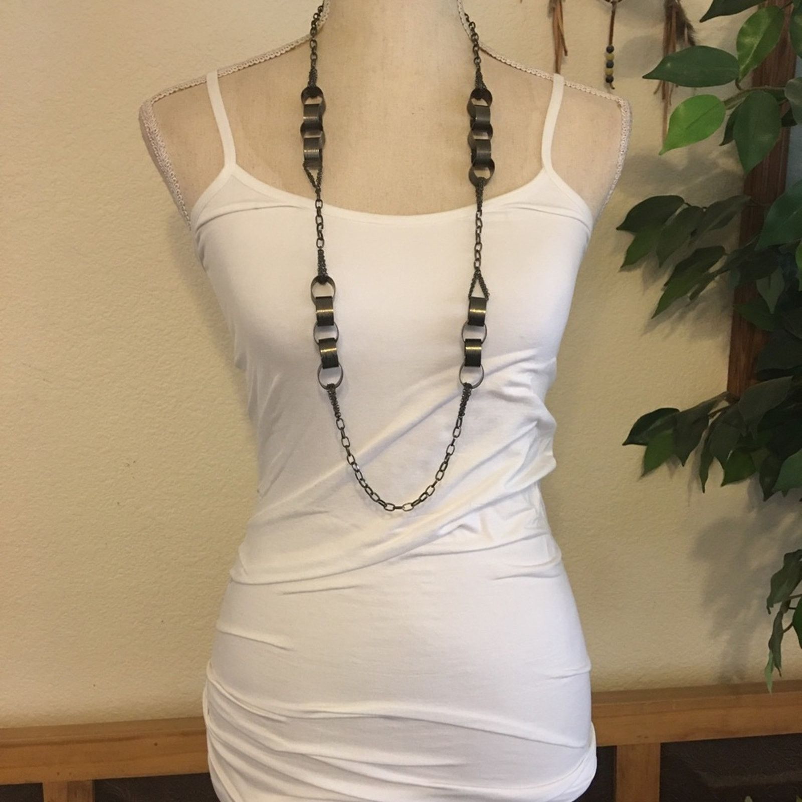 Jewelry Dark chrome tone link chain long necklace Size ONE SIZE - 4 Thumbnail