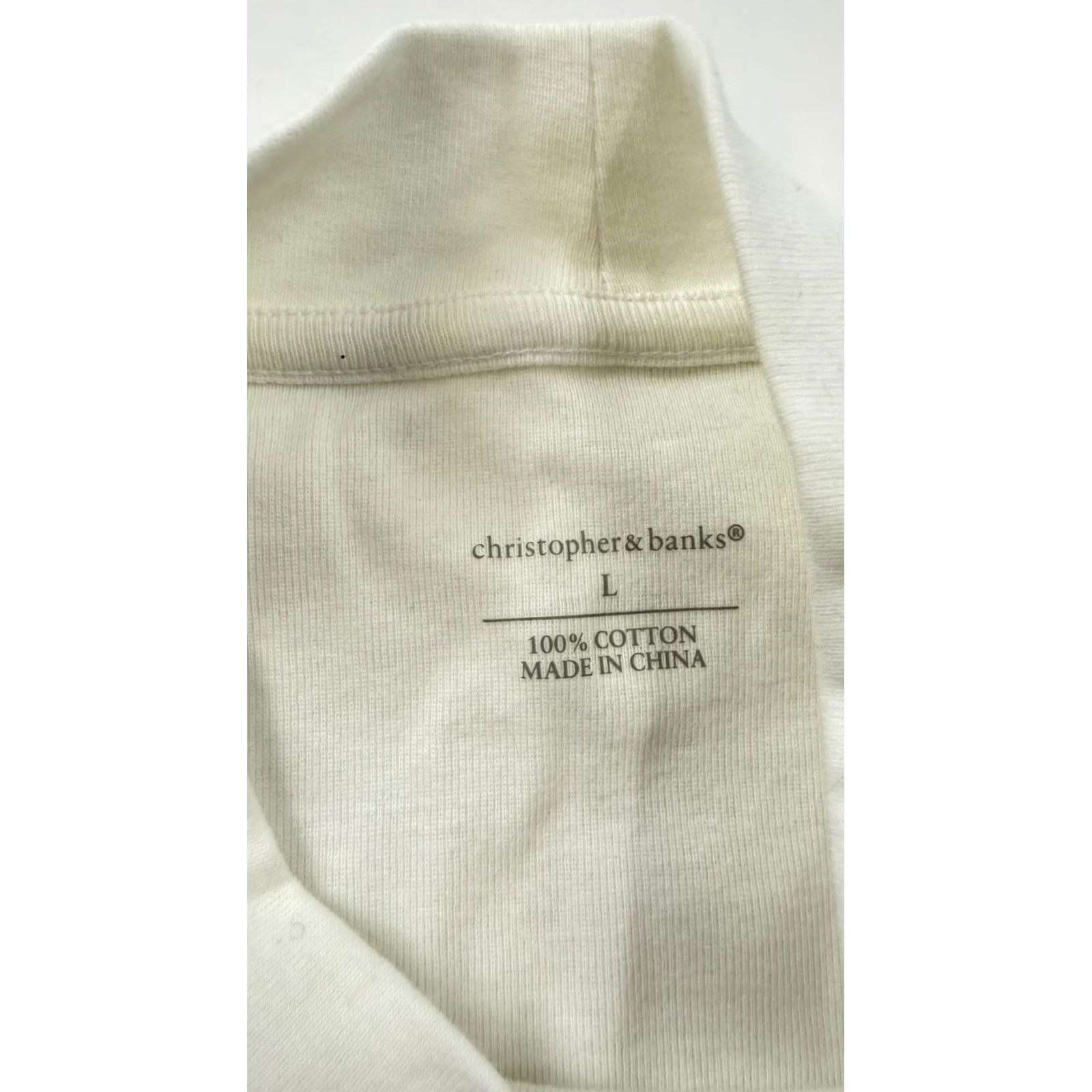 Vintage CJ Banks Shirt Womens Large White Cotton Mock Neck Long Sleeve Basic Tee Top Size L / US 10 / IT 46 - 4 Thumbnail