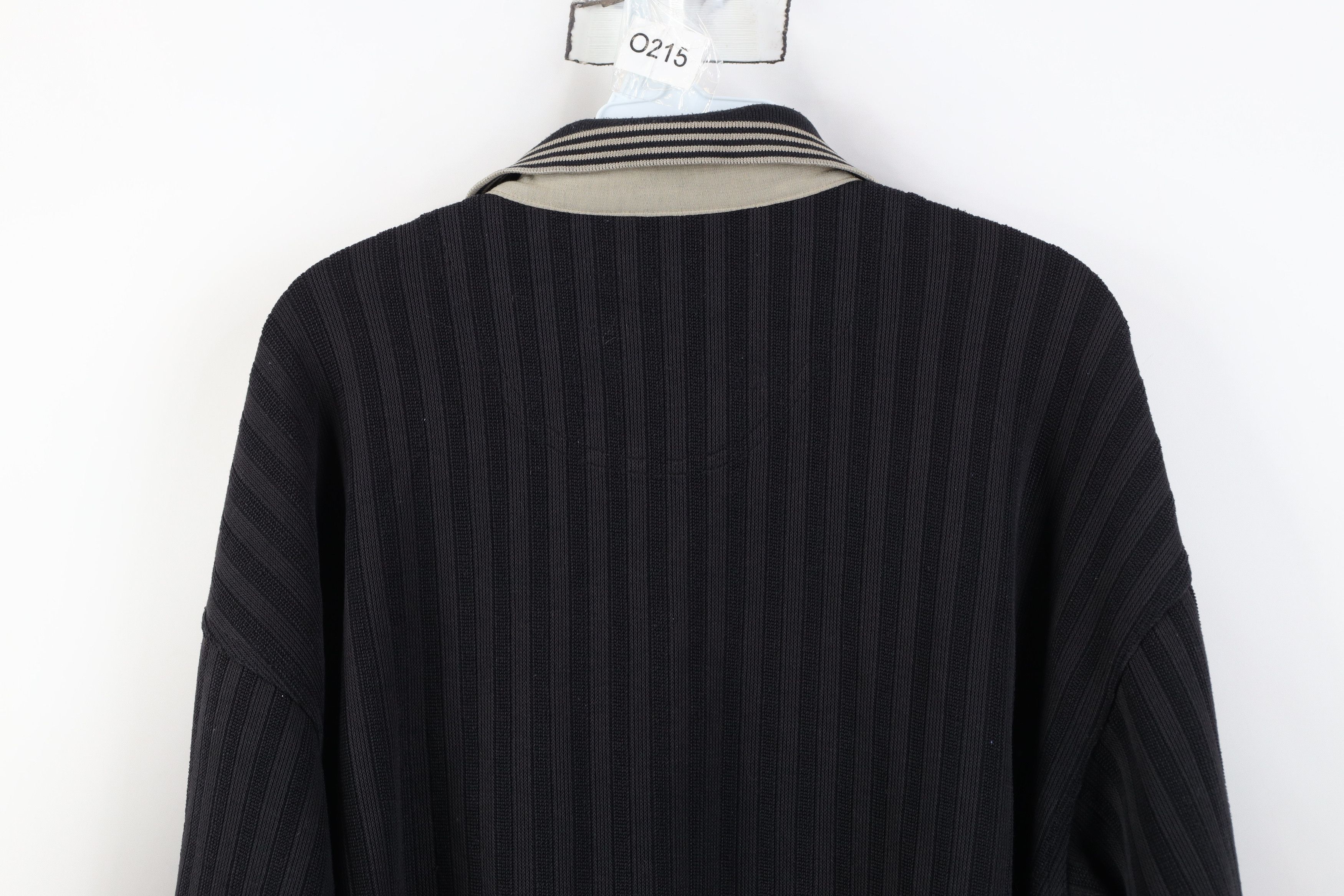 Vintage Vintage 90s Streetwear Ribbed Knit Pullover Polo Shirt Black Size US XL / EU 56 / 4 - 12 Thumbnail
