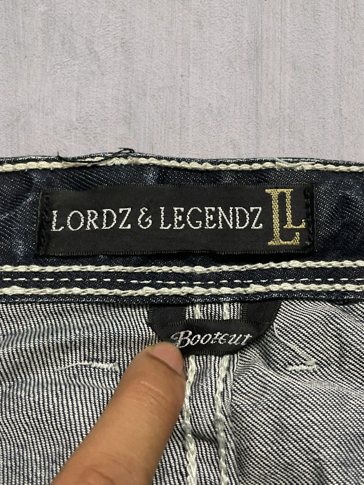 Japanese Brand Japanese Punk Crazy Back Pocket Grey Washed Bootcut Jeans Size US 31 - 11 Thumbnail