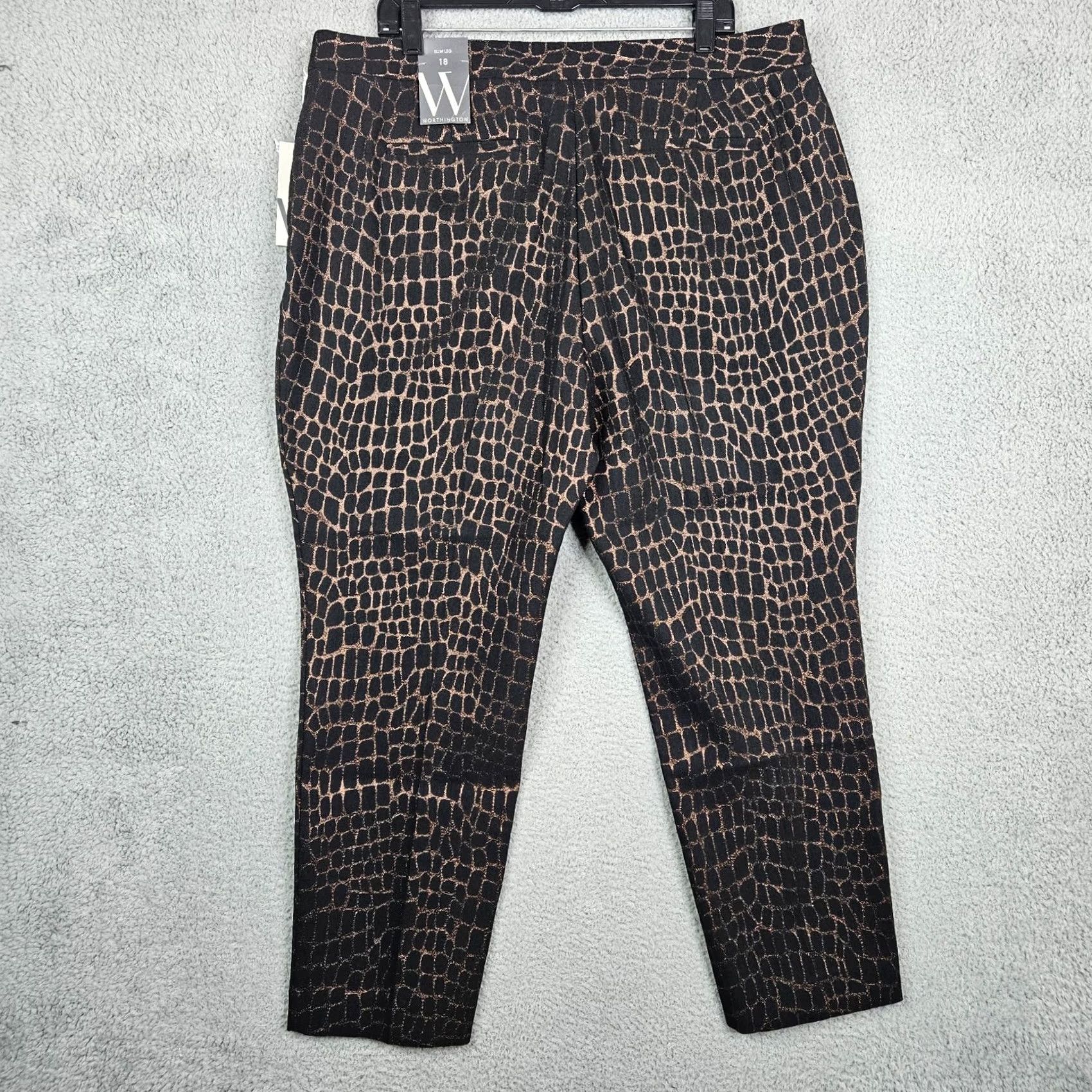 Worthington Worthington Slim Leg Black Bronze Women's Pants Size 18 NEW Size 40" / US 18 - 2 Thumbnail