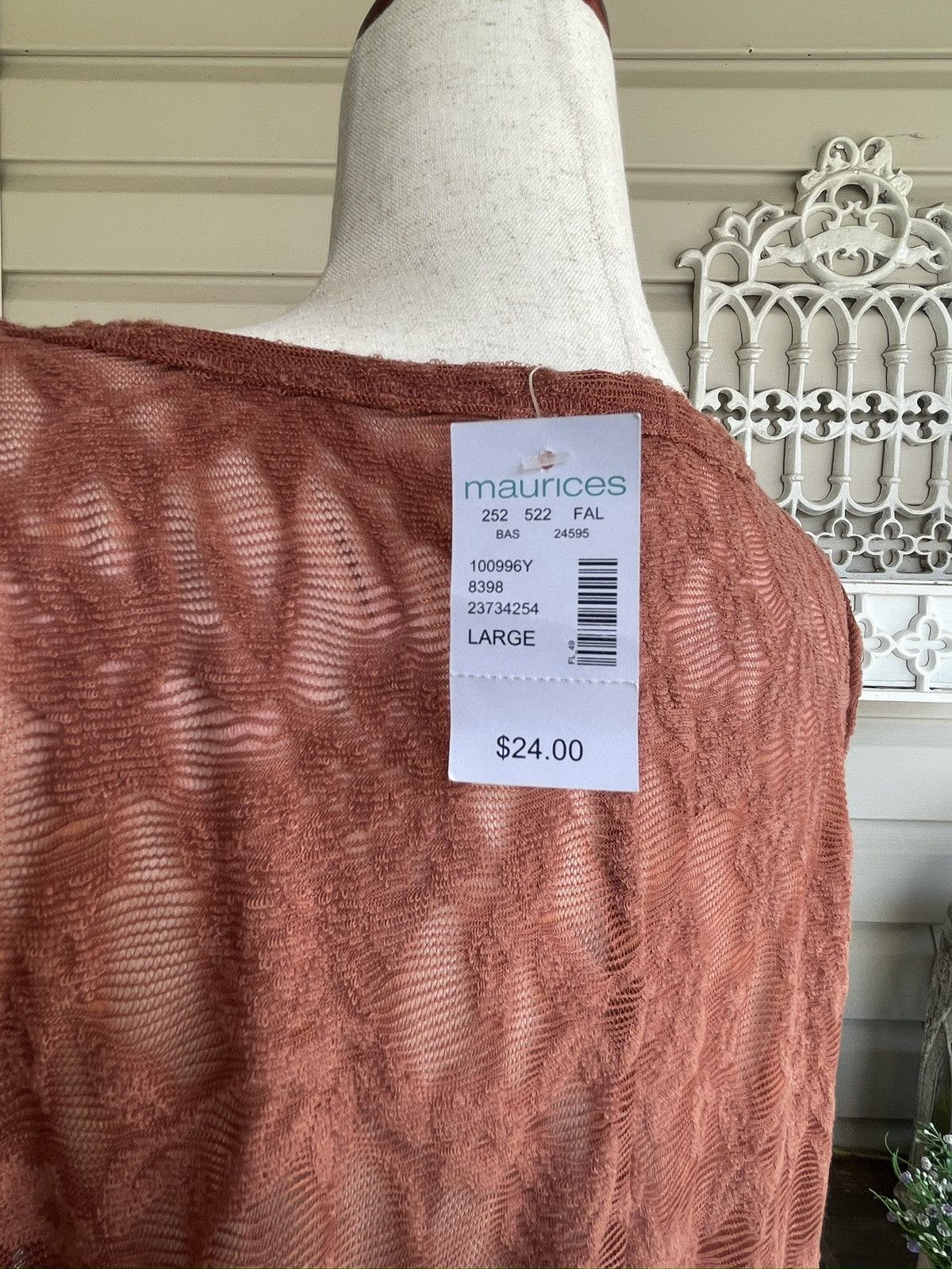 Other Maurices Rust RTV 24/7 Long Sleeve Lace Tee Size L / US 10 / IT 46 - 6 Thumbnail