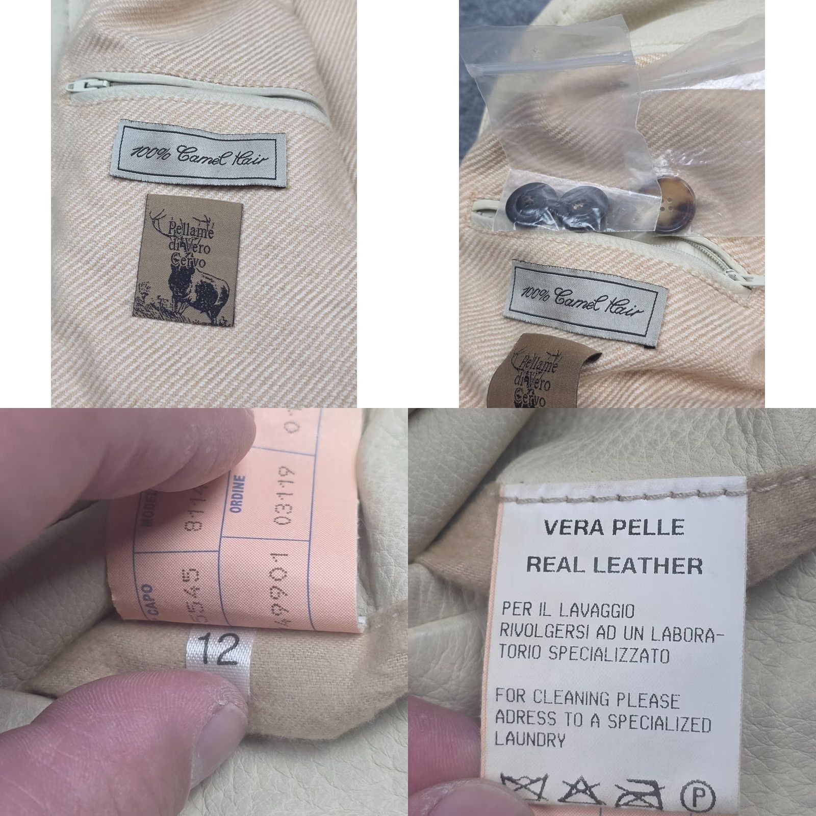 Mandelli Enrico Mandelli Leather Jacket Men's L Ivory DEERSKIN Camel Hair Lined Overcoat Size US L / EU 52-54 / 3 - 9 Thumbnail