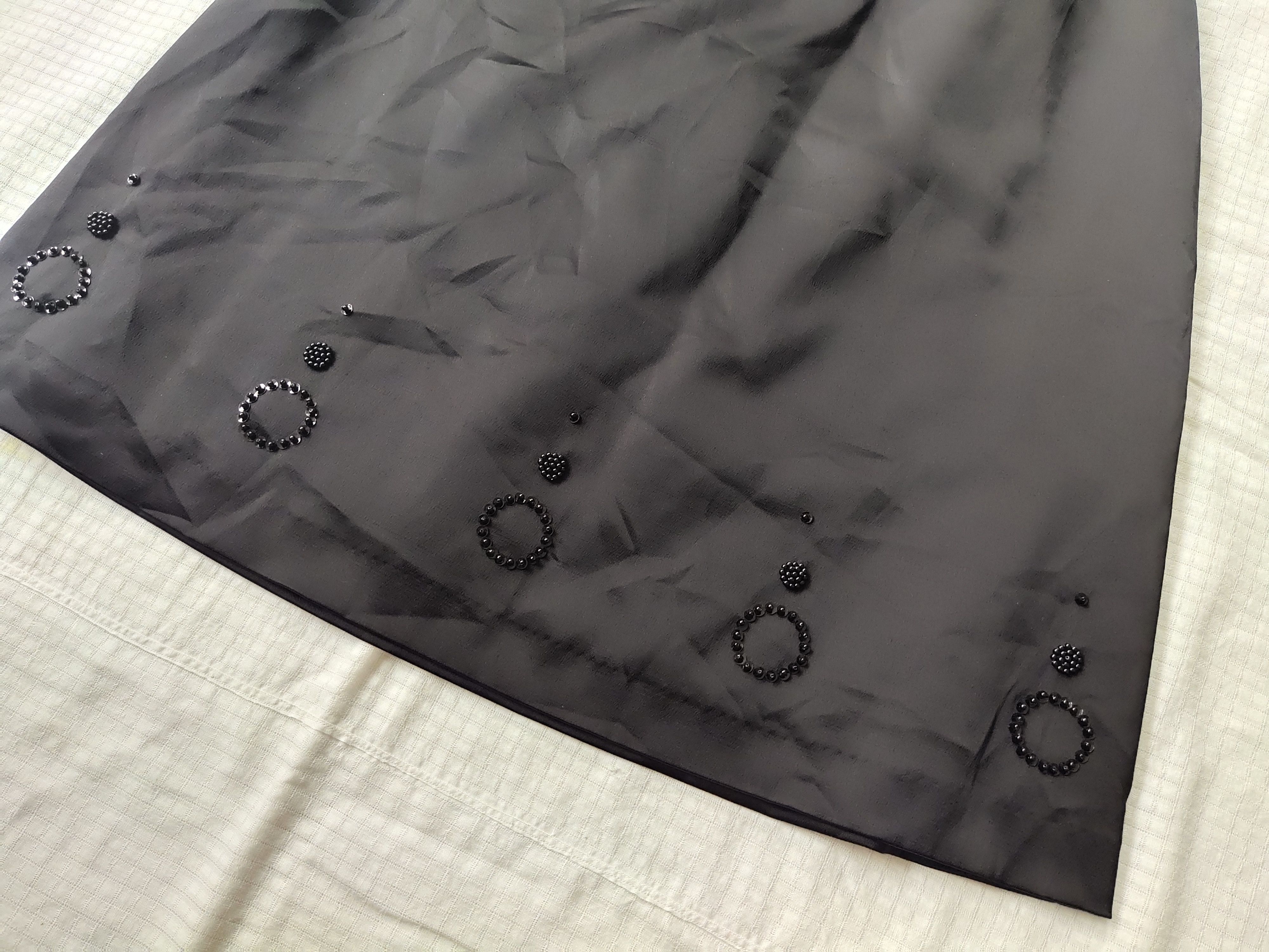 Courreges (SK76) Courreges A-line Black Knee Length Beads Skirt Sz 38 Size 27" / US 4 / IT 40 - 2 Thumbnail