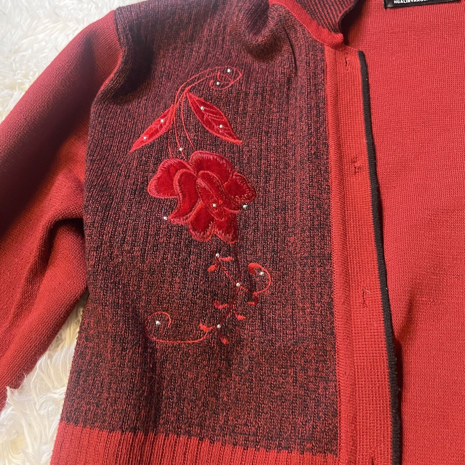 Other H.L. Hualinyangmaoshan Cardigan Sweater Embroidered Red Size L / US 10 / IT 46 - 3 Thumbnail