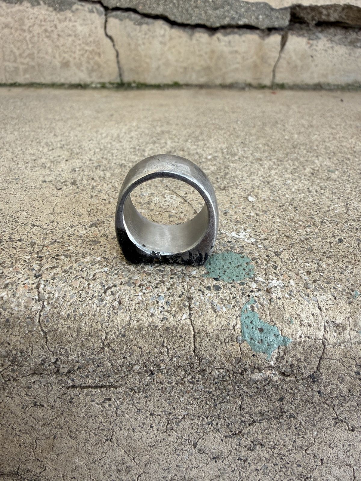 Vintage Lee Brennan Design - Steel “Sown” Signet Ring Size ONE SIZE - 5 Thumbnail