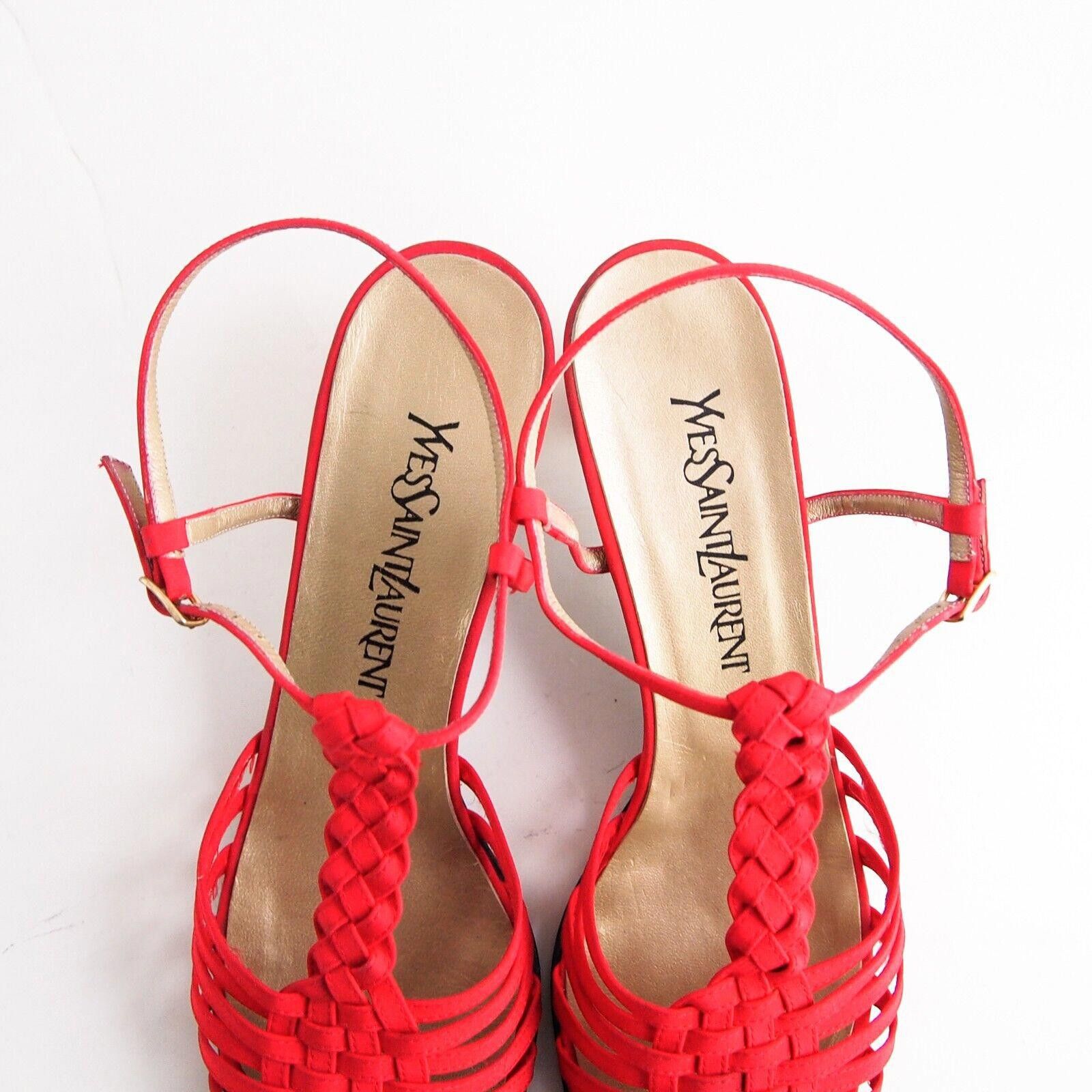 Yves Saint Laurent YSL Saint Laurent Sandals Braided Red Satin US 11 EU 41 Size US 11 / IT 41 - 4 Thumbnail