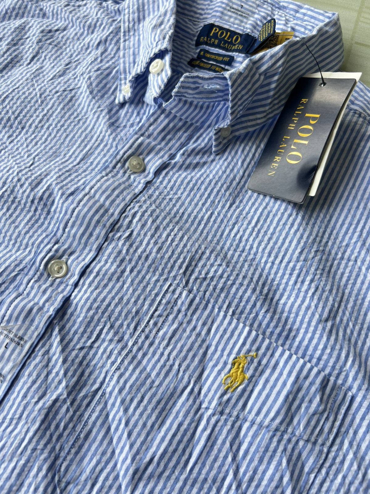 Polo Ralph Lauren RP$125 NWT Polo Ralph Lauren Seersuker Striped Oxford Shirt Size US L / EU 52-54 / 3 - 1 Thumbnail