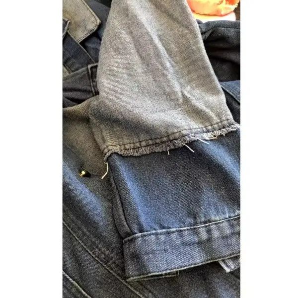 Other Crop Oversized Denim Jacket Female Patchwork Size XL / US 12-14 / IT 48-50 - 4 Thumbnail