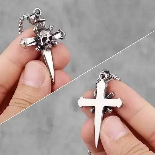Jewelry × Vintage Gothic Skull Cross Sword Pendant Necklaces Size ONE SIZE - 4 Thumbnail