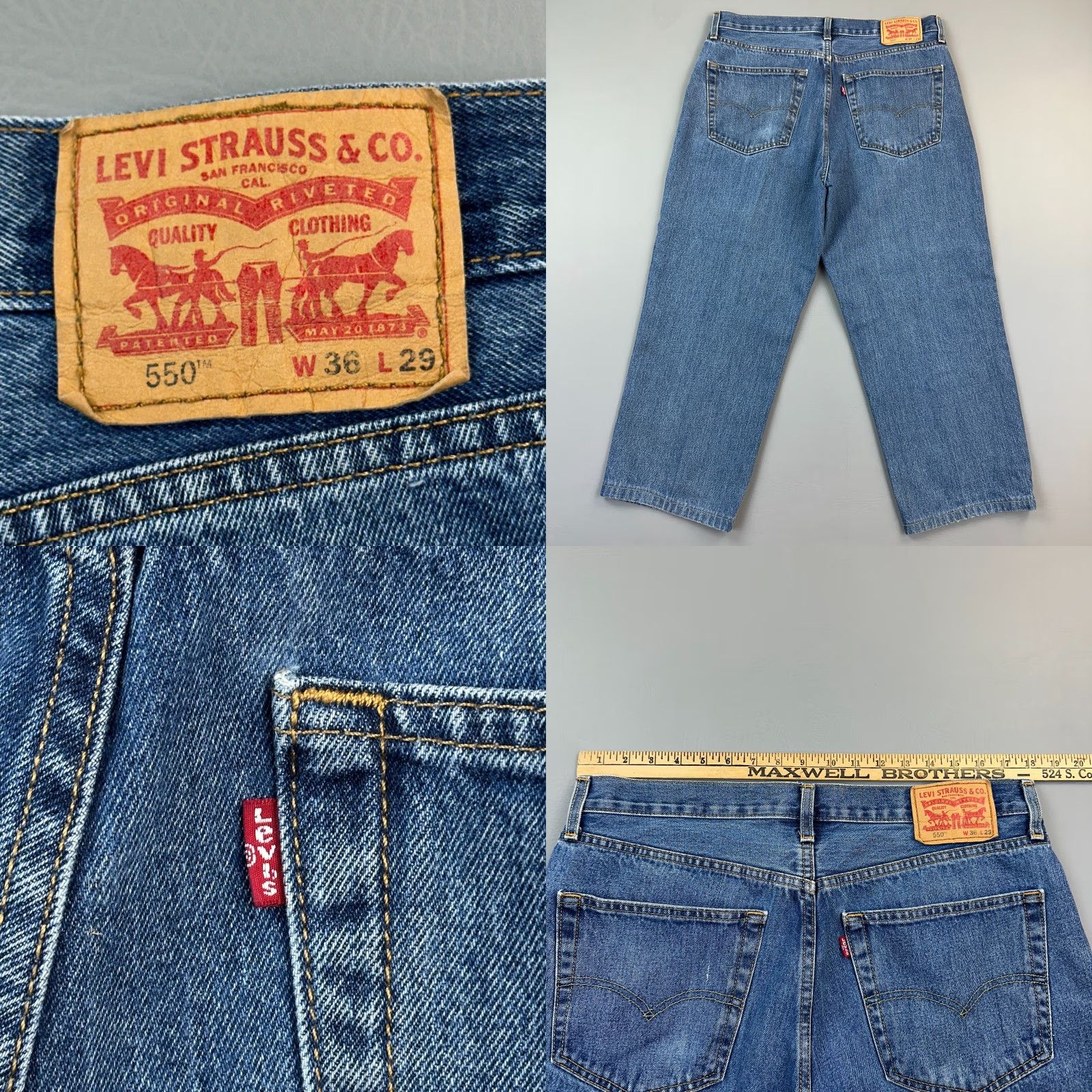 Levi's Levis 550 Jeans Mens 36x29 36x26 Medium Wash Denim Relaxed Fit Casual Hemmed Jeans Size US 36 / EU 52 - 9 Thumbnail
