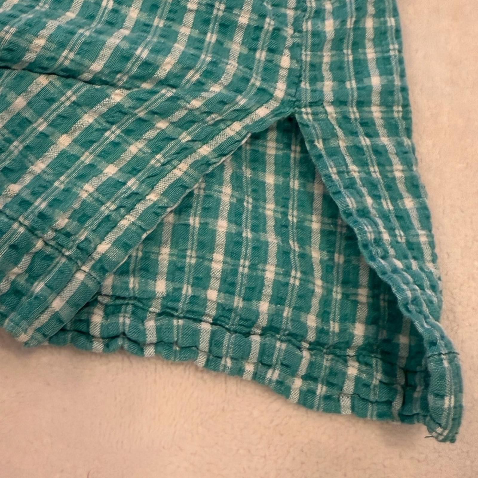 Other Elisabeth plaid button up teal white short sleeve cotton 20 Size 3XL / US 20-22 - 5 Thumbnail