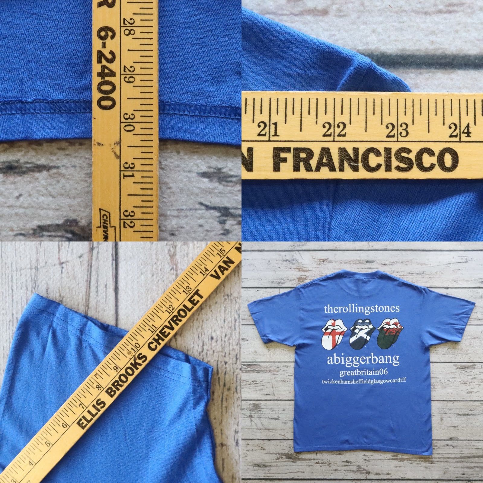 Greats VINTAGE The Rolling Stones Great Britain Tour Tshirt Blue XL Mens Shirt Size US XL / EU 56 / 4 - 8 Thumbnail