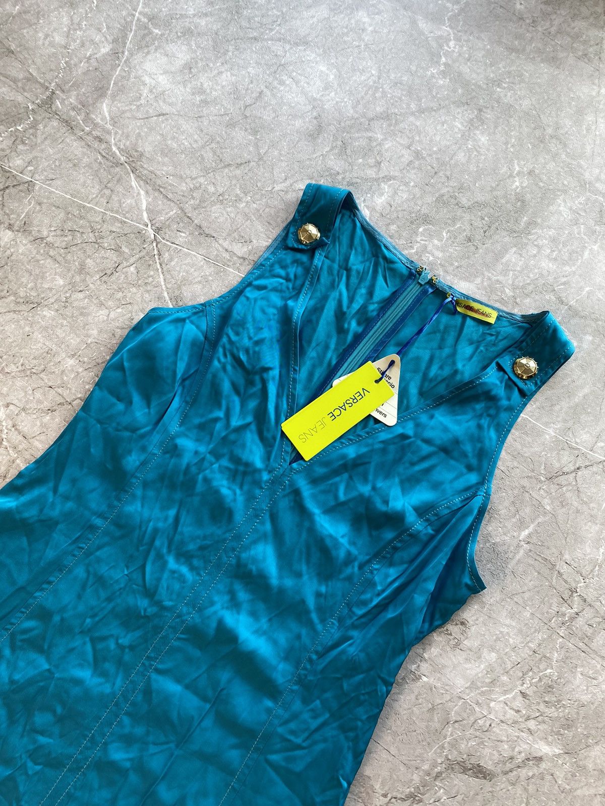 Designer × Versace × Versace Jeans Couture RRP 400€! New Versace Jeans Couture Blue Midi Dress Luxury Size M / US 6-8 / IT 42-44 - 3 Thumbnail