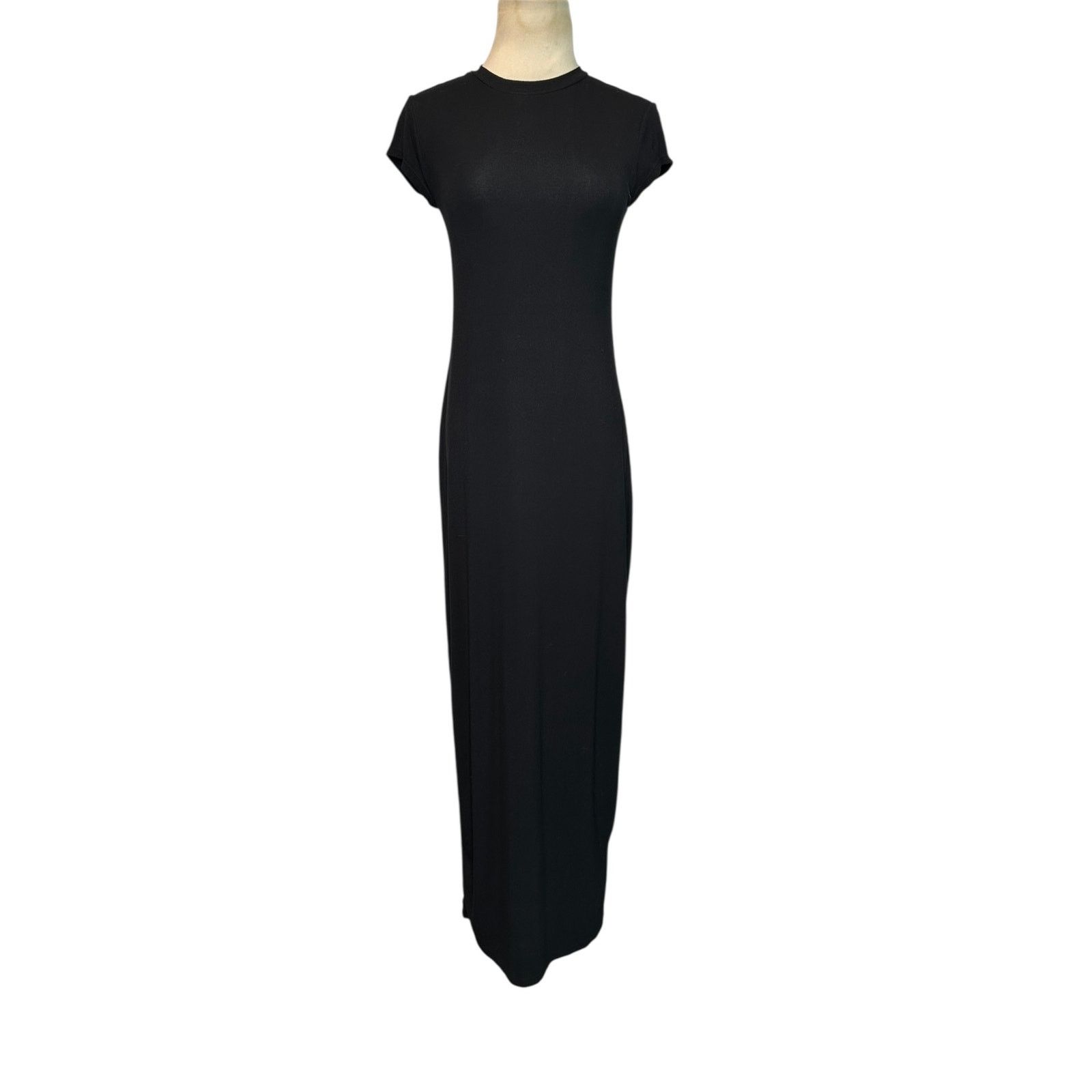 Express Express black short sleeves high neck maxi dress size Small
