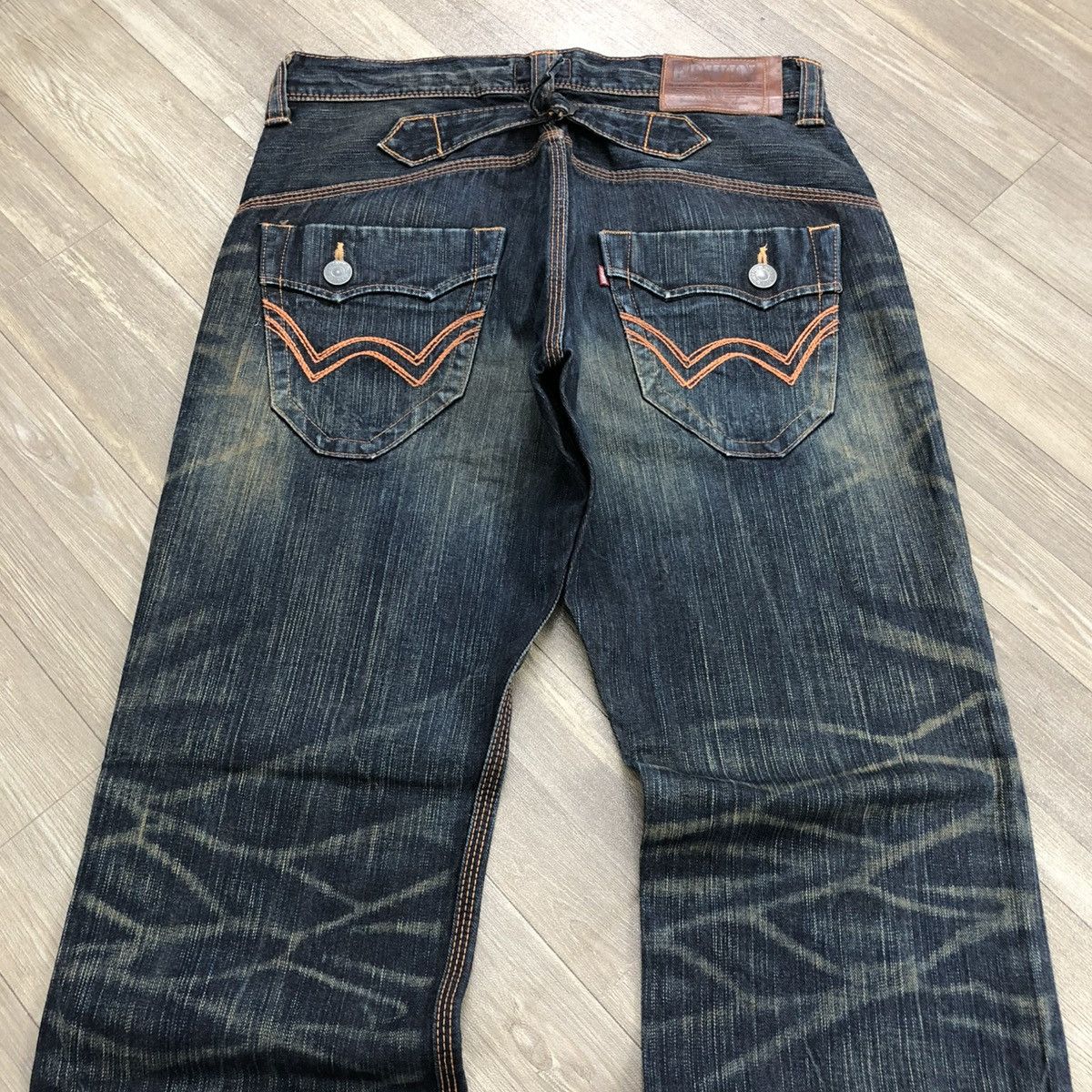 Edwin × If Six Was Nine × Japanese Brand 🇯🇵 2000s Edwin 503 Faded Lgb Goa Buckle Back Flared Jeans Size US 32 / EU 48 - 16 Thumbnail
