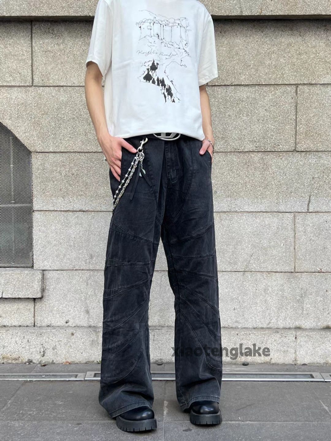 Jean × Vintage washed faded cleanfit yuppie loose baggy patchwork jeans Size US 32 / EU 48 - 5 Thumbnail