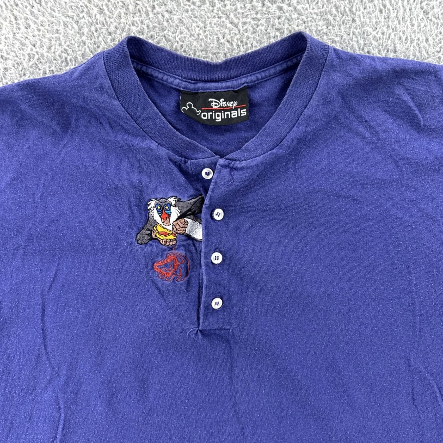 Vintage VINTAGE Disney Originals Long Sleeve Henley Shirt Mens Large Purple Rafiki USA 90s Size US L / EU 52-54 / 3 - 5 Thumbnail