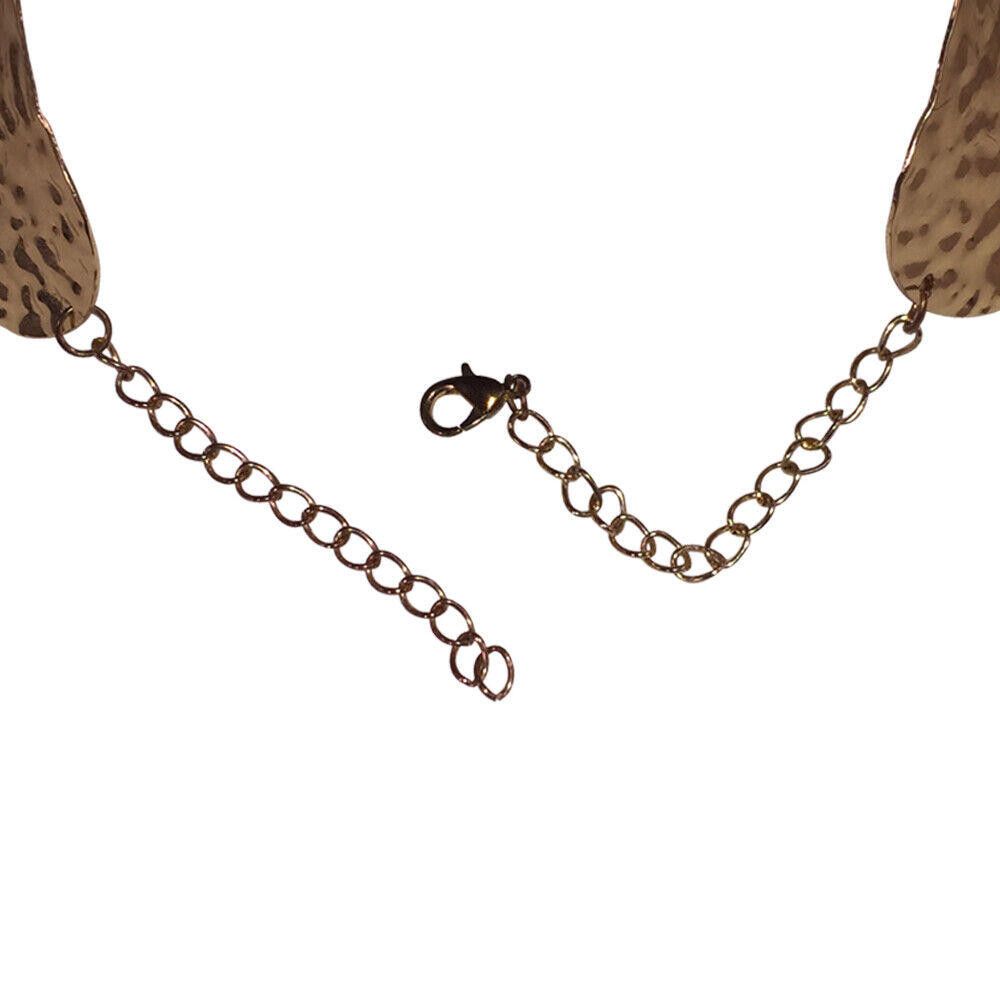 Designer Egyptian Inspired Gold Tone Hammered Metal Bib Necklace Size ONE SIZE - 6 Thumbnail