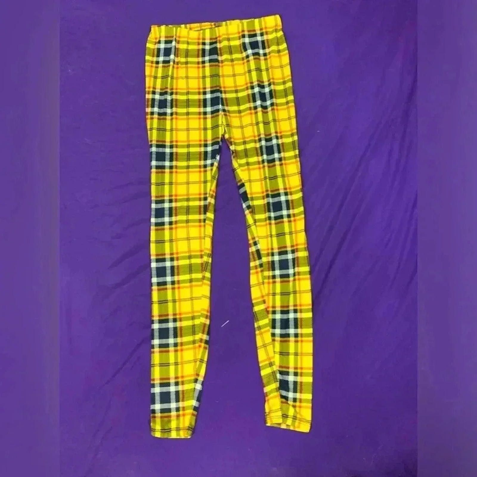 Designer Yellow plaid leggings Size 28" / US 6 / IT 42 - 1 Thumbnail