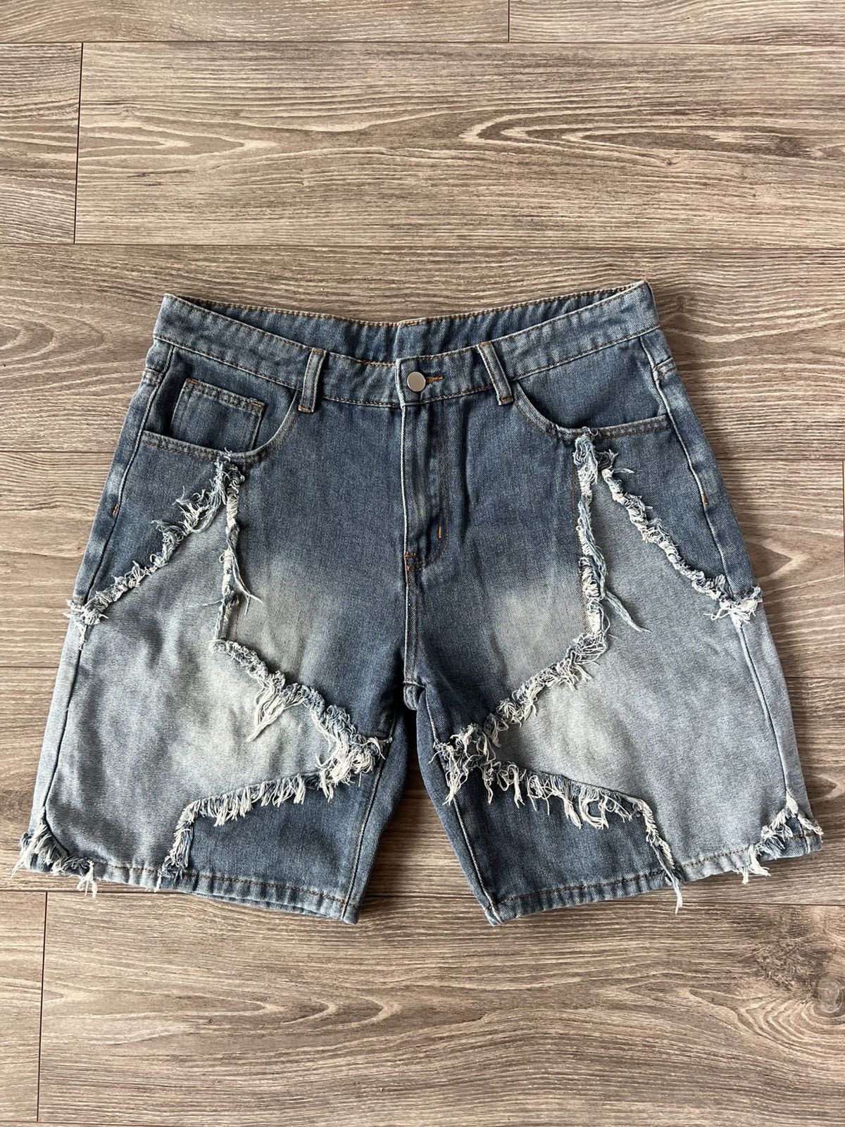 Japanese Brand ‼️Avant Garde Distressed Denim Opium Star Baggy Shorts‼️ Size US 35 - 9 Thumbnail