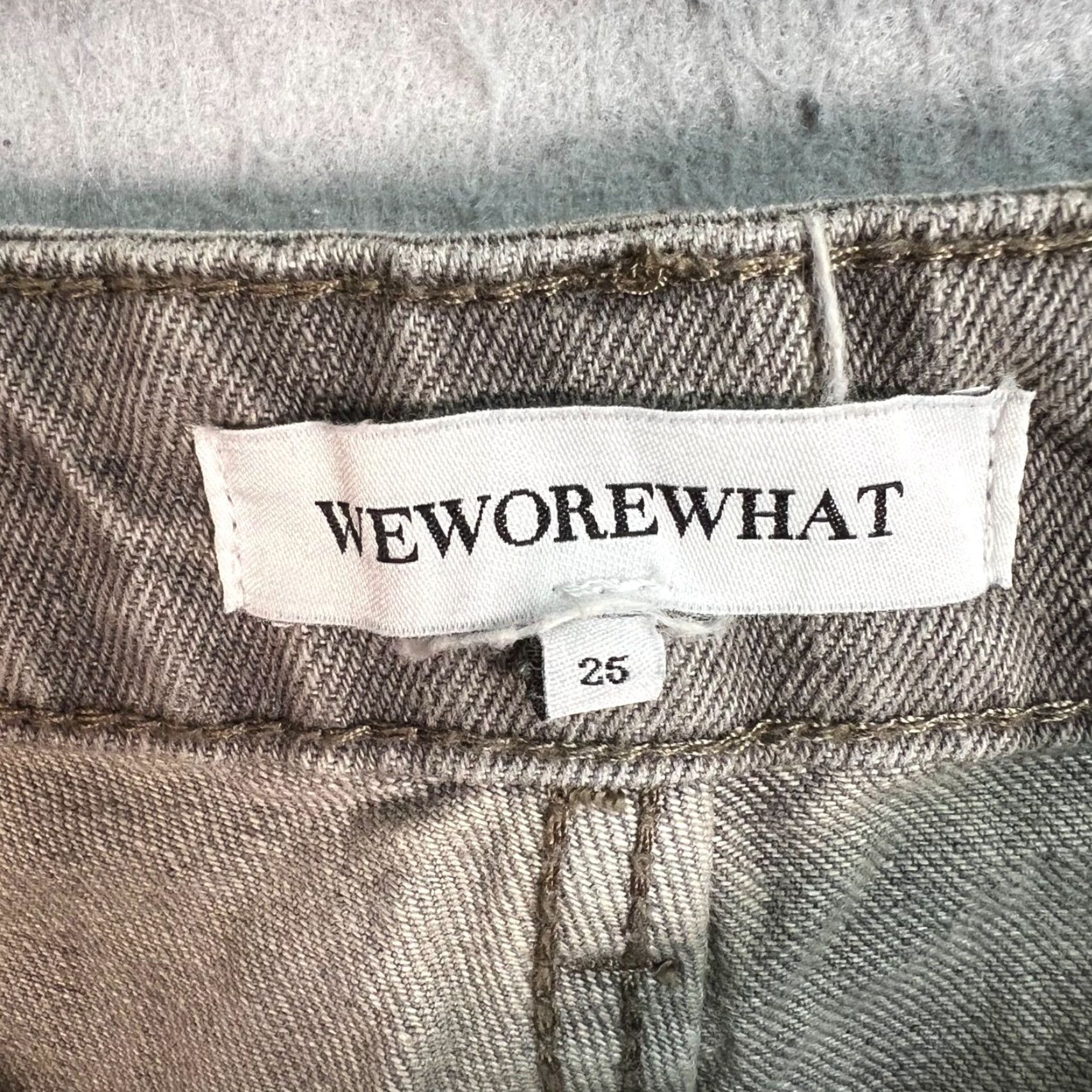 Vintage WeWoreWhat Womens Jeans 25 Distressed Wide-Leg 100% Cotton Taupe Grey Size 42" / US 20 - 3 Thumbnail