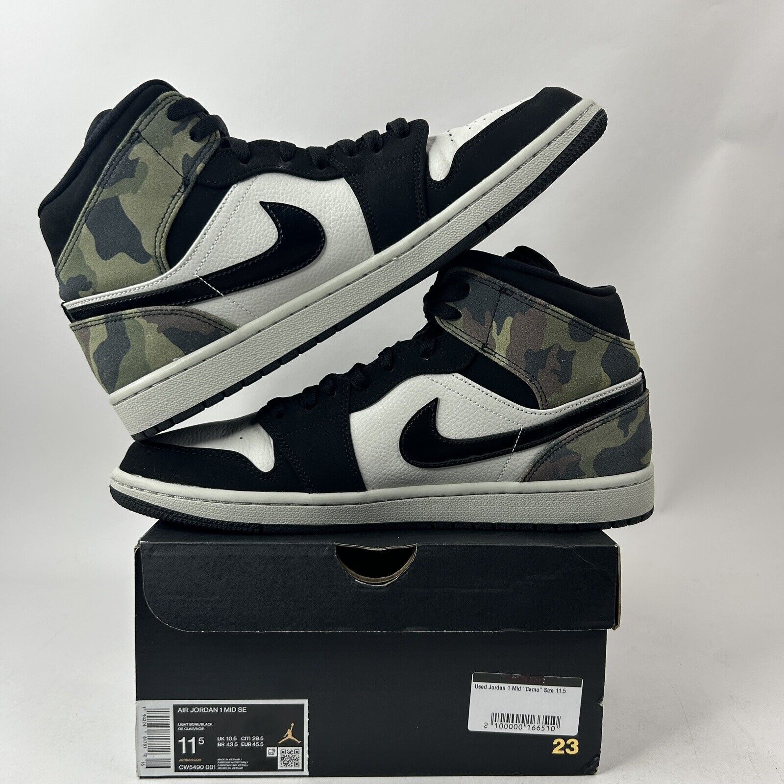 Nike Nike Air Jordan 1 Mid SE “Camo/Light Bone Black White" 2024 Size US 11.5 / EU 44-45 - 3 Thumbnail