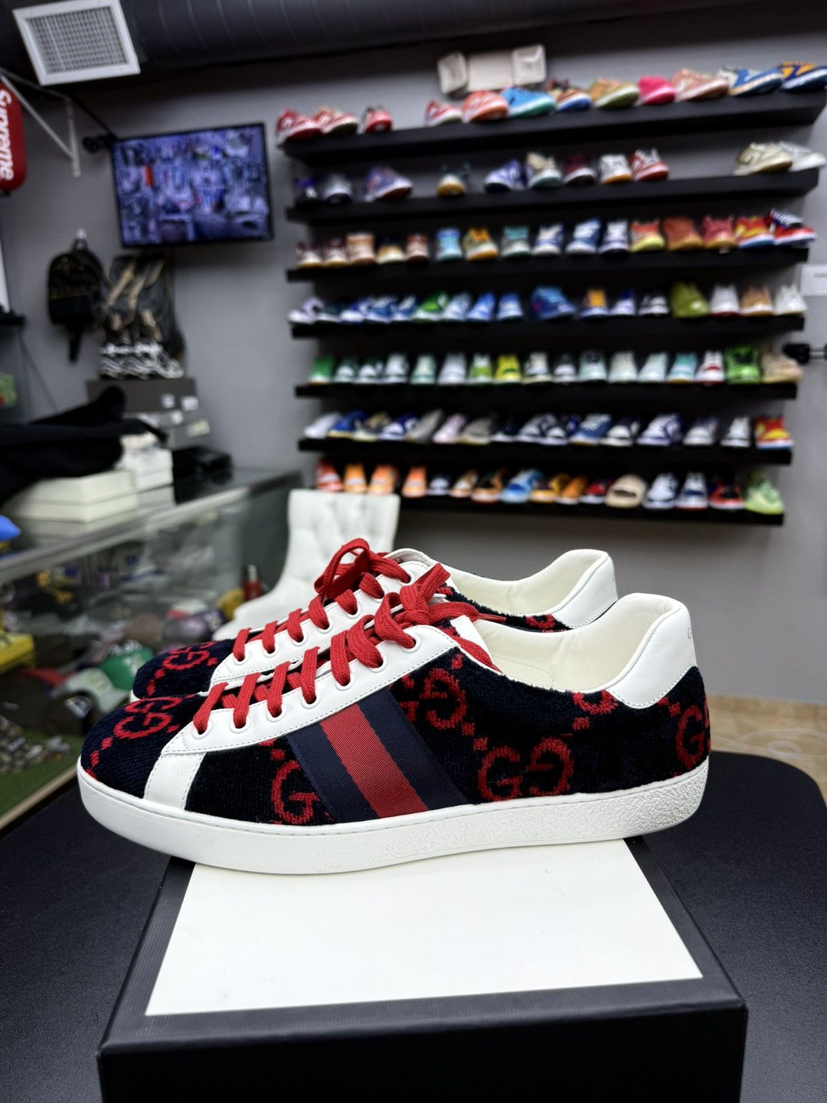 Gucci Gucci Ace GG Logo Terry Cloth Navy Velvet SZ 9.5 G / 10 Us Size US 10 / EU 43 - 7 Thumbnail