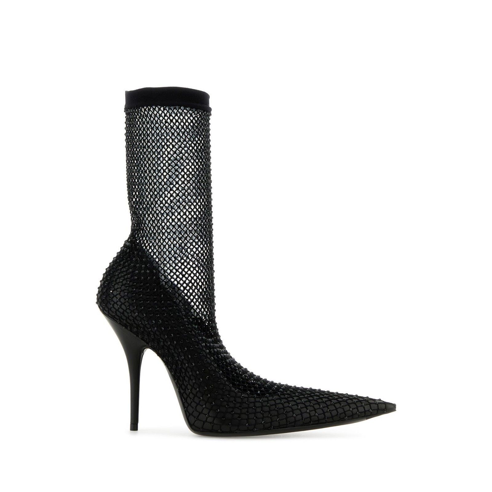 BALENCIAGA Avenue Mesh Black Leather 110mm Heel Ankle Boots