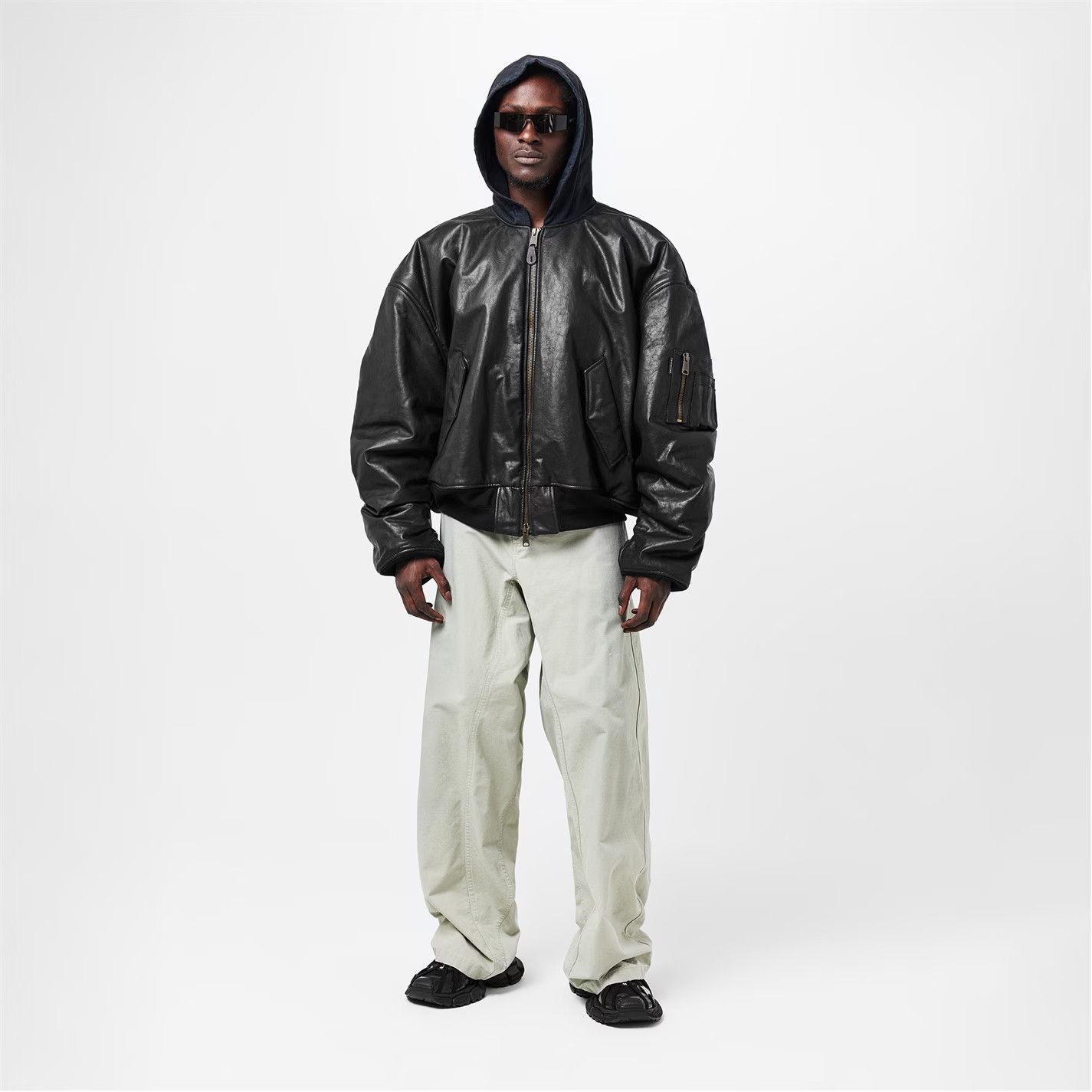 Balenciaga o1g2r1mq0226 Washed Wide Leg Utility Jeans In Military Beige Size US 34 / EU 50 - 6 Thumbnail