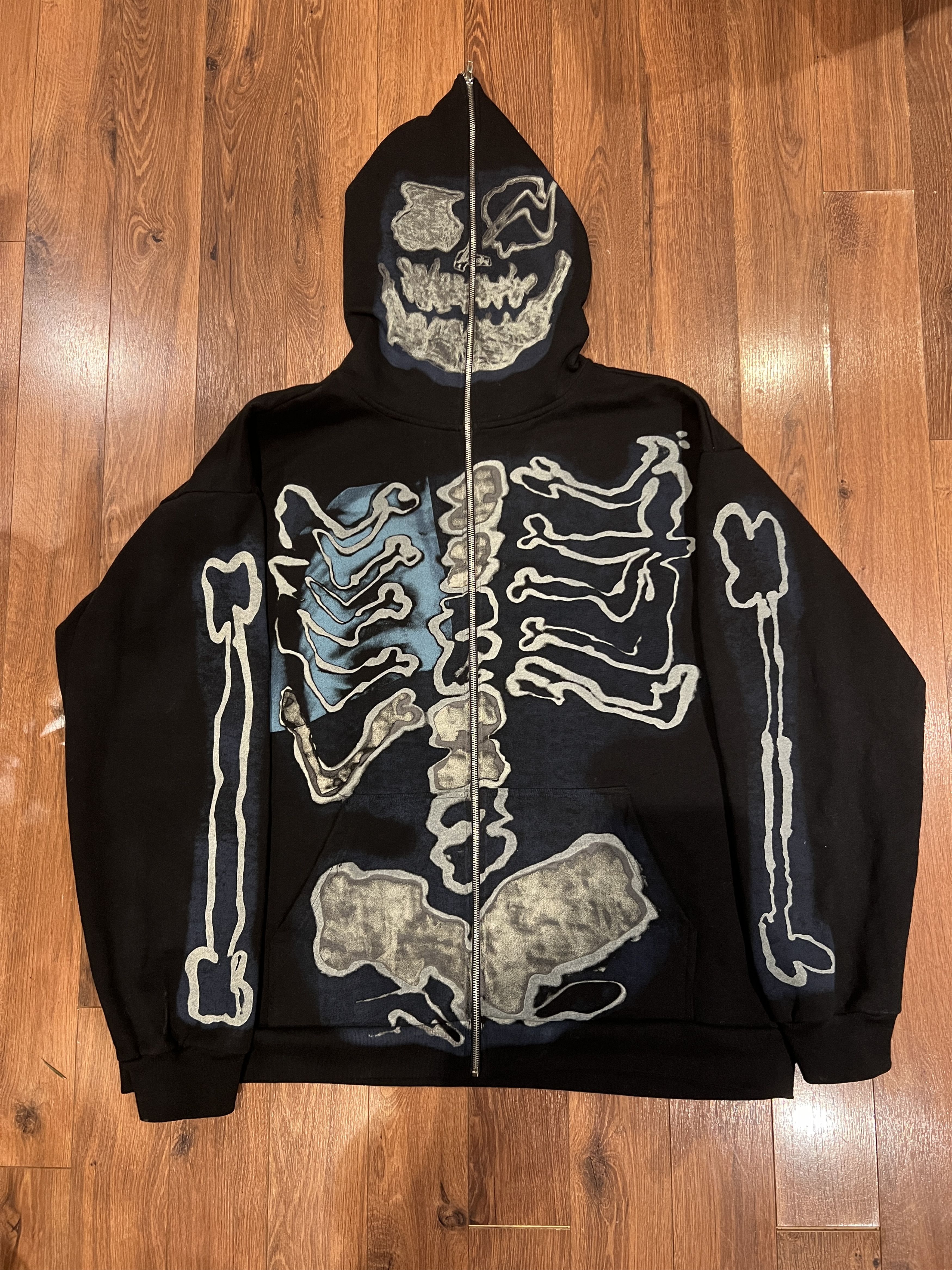 image of Fragment Design x Travis Scott Fragment Full Zip Skull Hoodie in Black, Men's (Size 2XL)