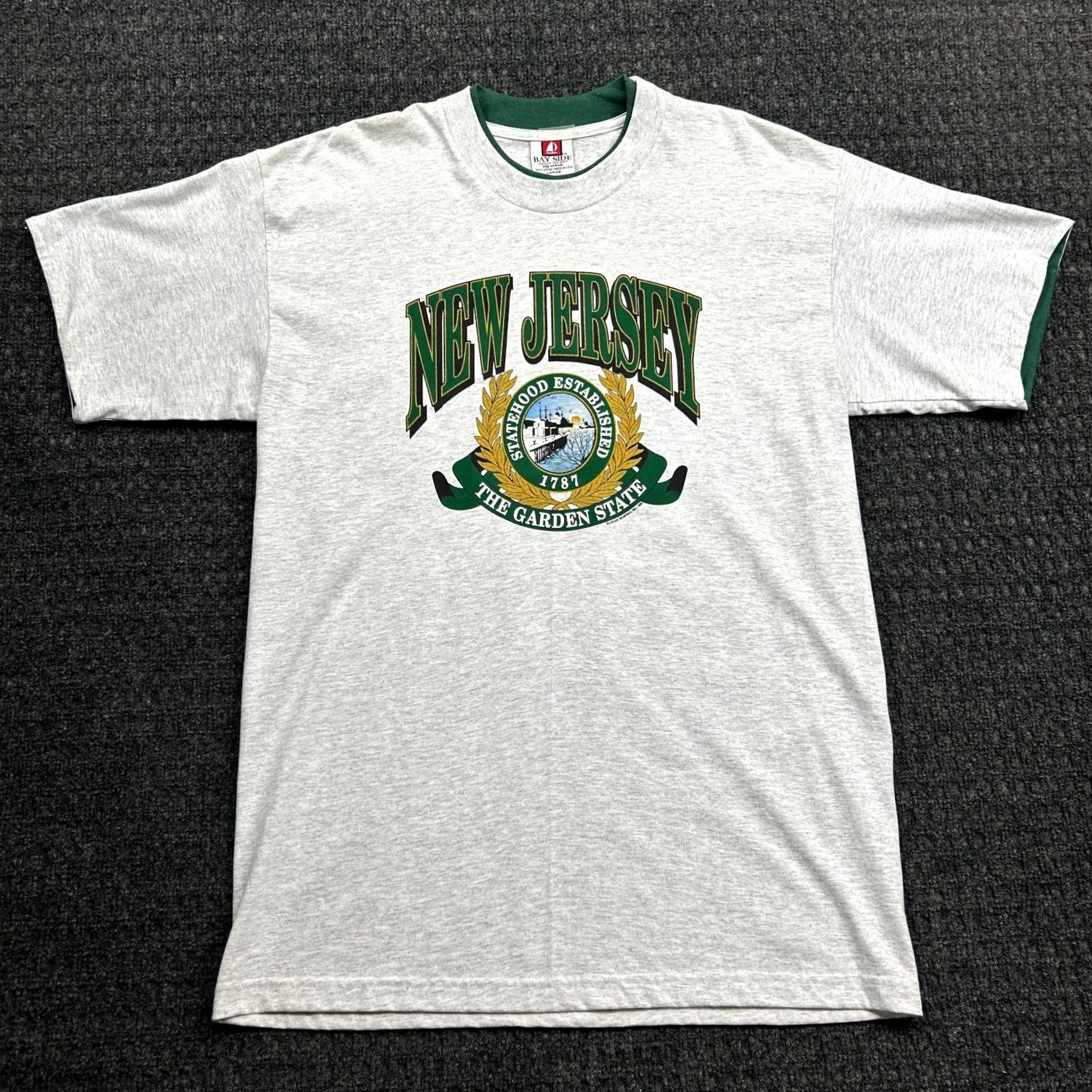 Vintage VINTAGE Bay Side The Garden State T Shirt Men L Gray 1990s Heavyweight Cotton Jersey 90s City USA Shirt Size US L / EU 52-54 / 3 - 3 Thumbnail