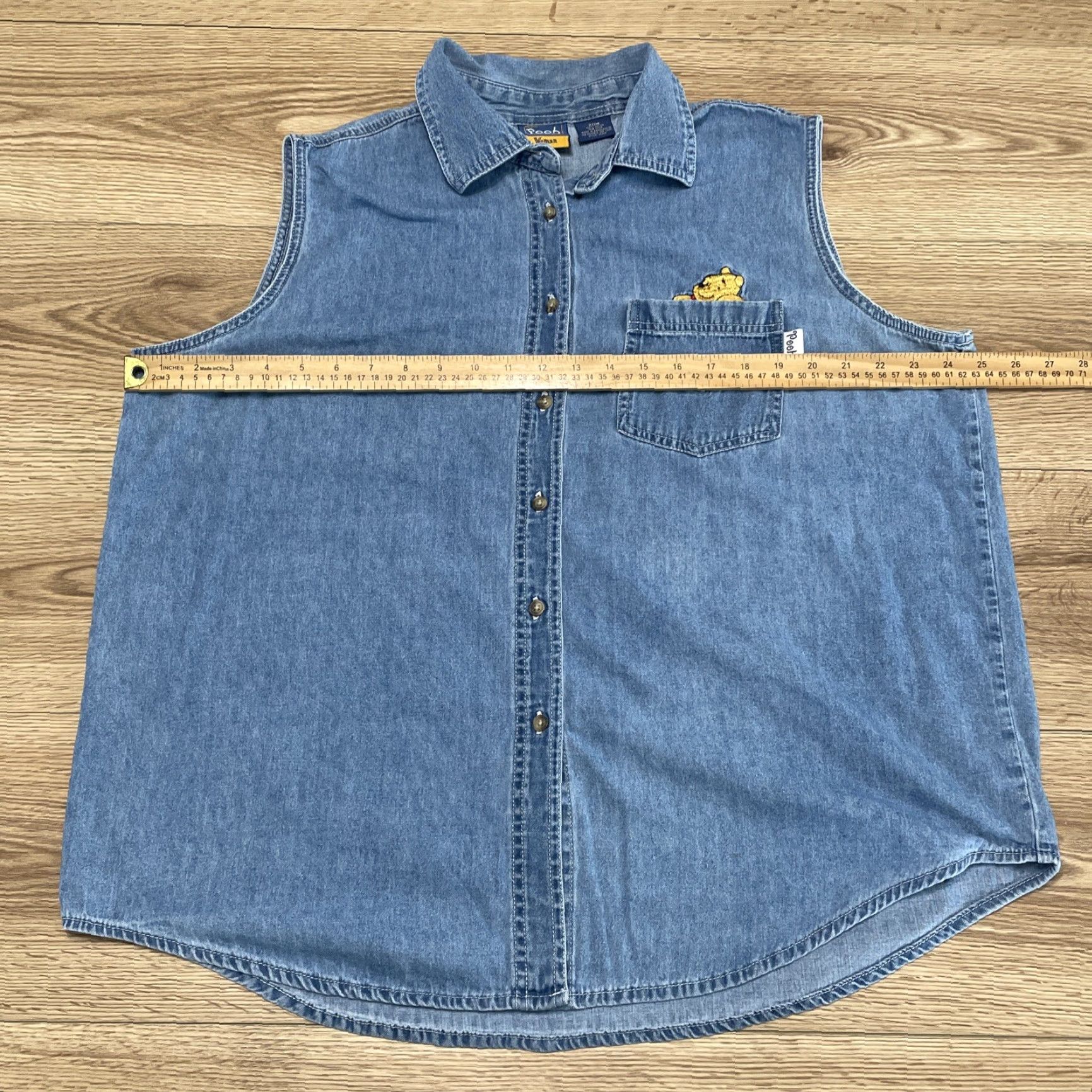 Disney VINTAGE Disney Winnie The Pooh Denim Vest Women Plus Size 20W Embroidered Sleeveless Denim Size 3XL / US 20-22 - 6 Thumbnail