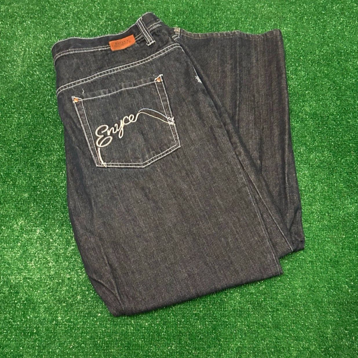 Enyce VINTAGE Enyce Baggy Jeans Mens 42 Dark Wash Skater Grunge Hip Hop Y2K Wide-Leg 33 Inseam Mens Size US 42 / EU 58 - 5 Thumbnail