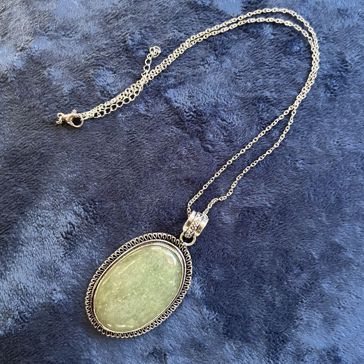 Handmade Handcrafted framed oval aventurine 925 sterling necklace Size ONE SIZE - 6 Thumbnail