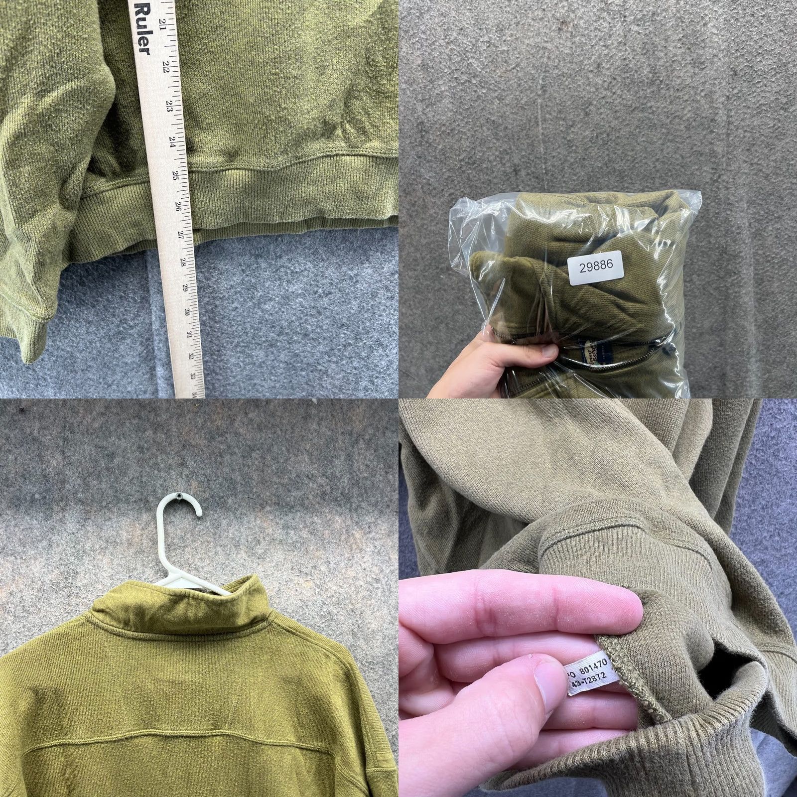 Tommy Bahama VINTAGE Tommy Bahama Sweater Mens Large Green Olive Mock Neck Pullover Fleece Long Sleeve Quarter Zip Knit Stable All Seasons Cooking? Size US L / EU 52-54 / 3 - 8 Thumbnail