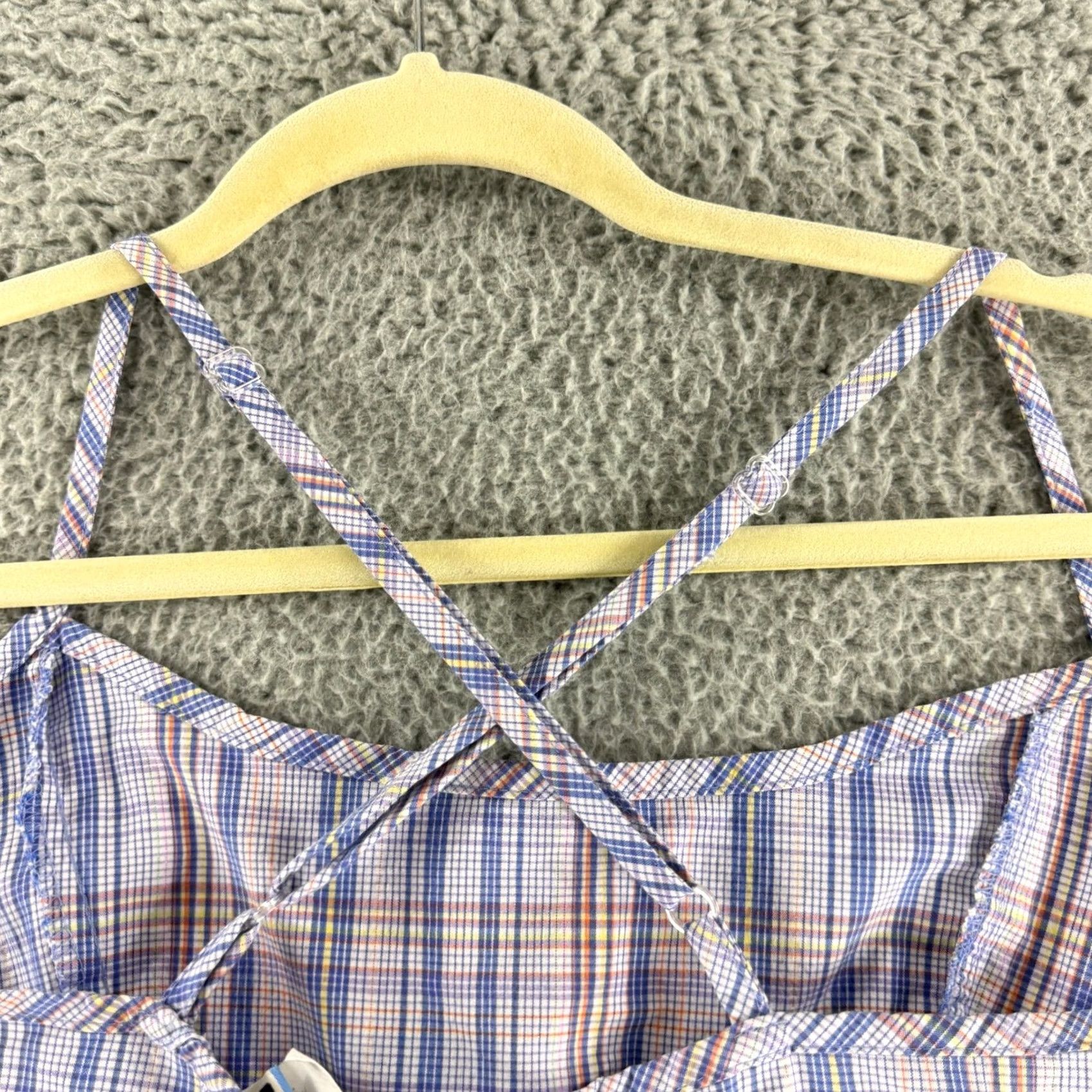 Vintage VINTAGE Tilt Plaid Mini Dress Women M Blue Empire Waist Criss Cross Straps Dress Size M / US 6-8 / IT 42-44 - 7 Thumbnail