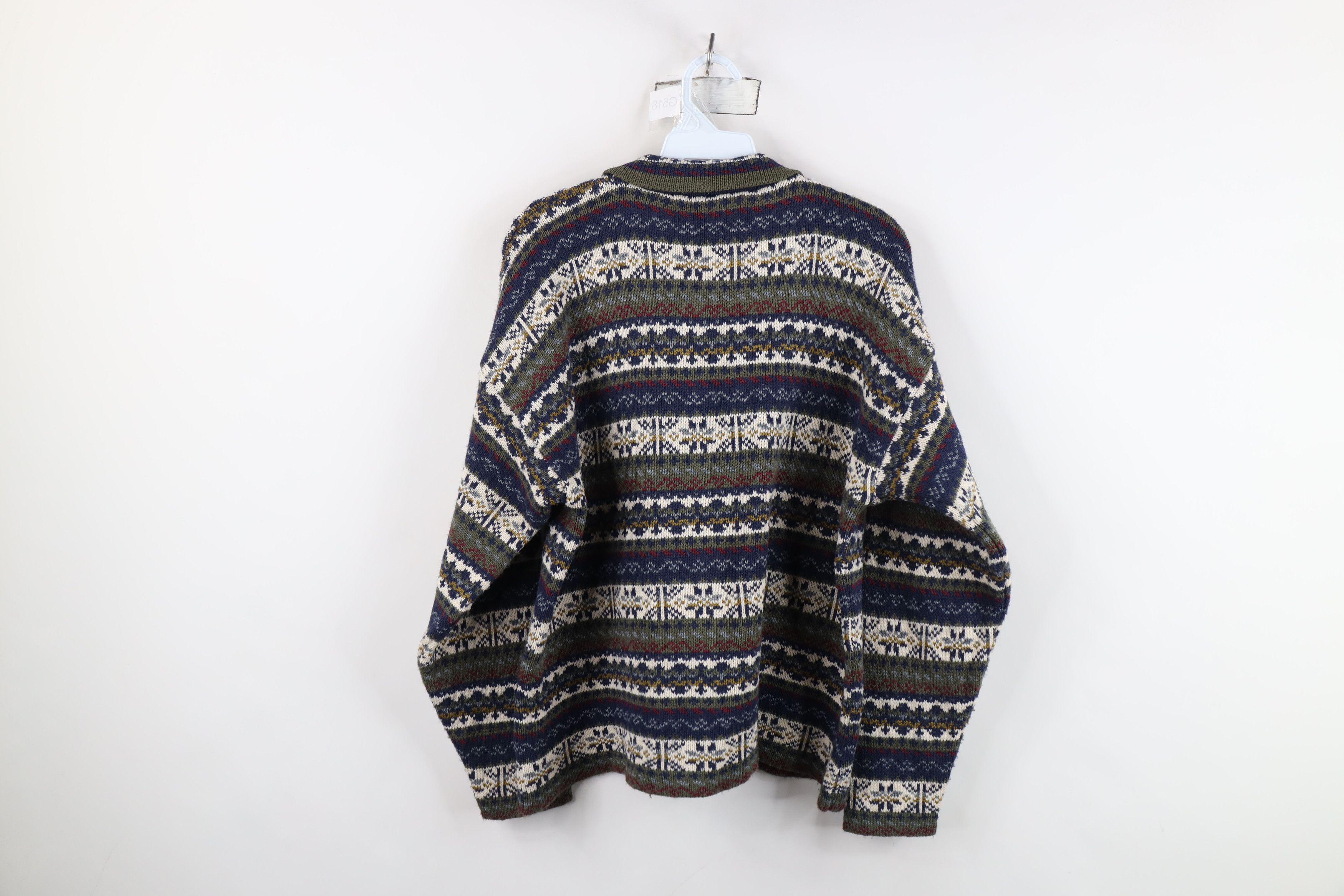 Vintage Vintage 90s Streetwear Fair Isle Knit Cardigan Sweater USA Size L / US 10 / IT 46 - 10 Thumbnail