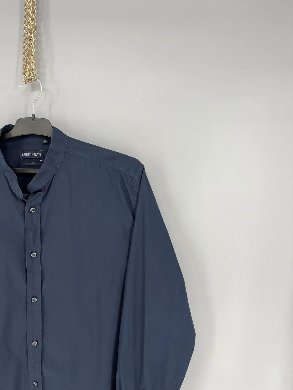 Antony Morato MENS ANTONY MORATO Slim Navy Black Button Casual Dress Shirt Size US M / EU 48-50 / 2 - 5 Thumbnail