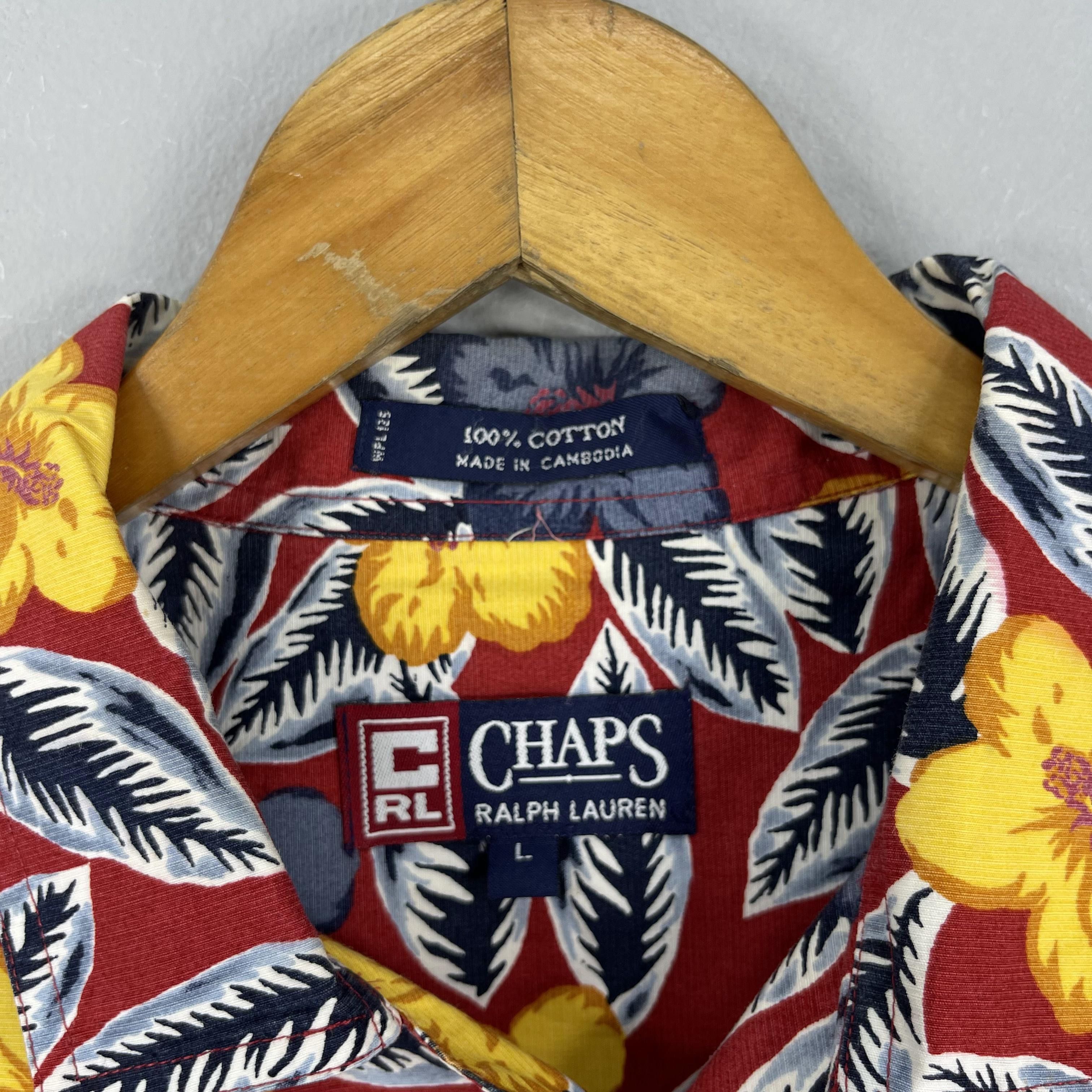 Chaps Ralph Lauren Vintage 90s CHAPS LAUREN Hibiscus Floral Motive Shirt Size US L / EU 52-54 / 3 - 5 Thumbnail