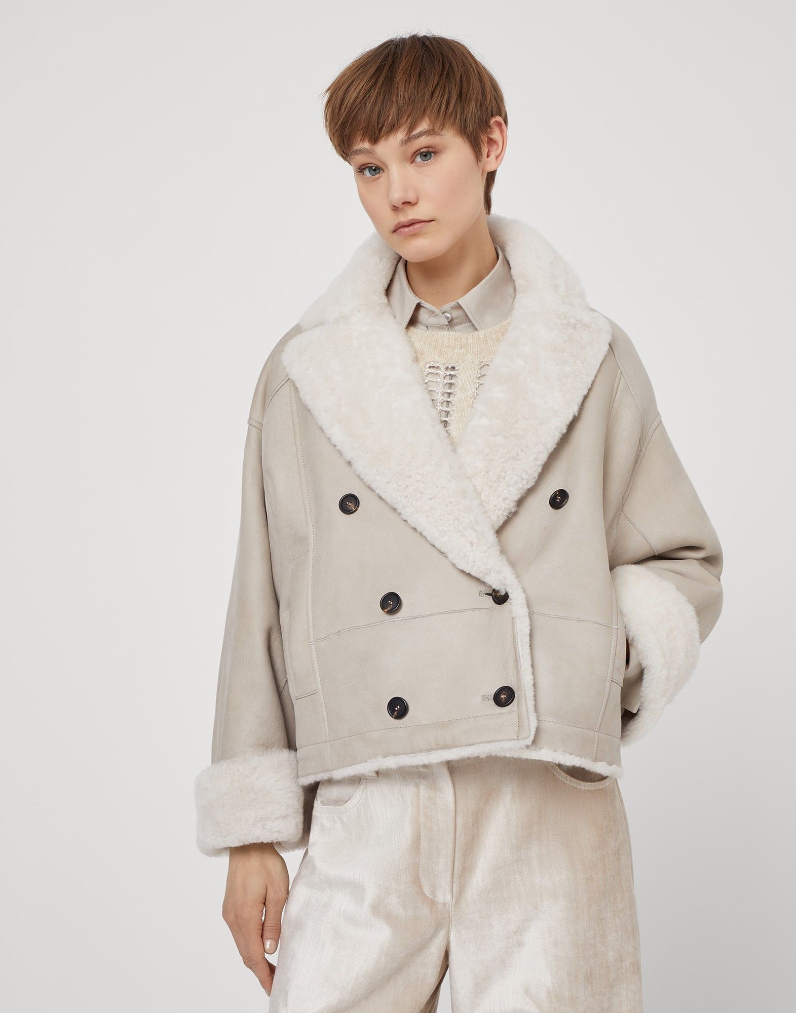 Brunello Cucinelli o1la1rc1a1025 Fur Jacket in Beige Size XL / US 12-14 / IT 48-50 - 1 Thumbnail