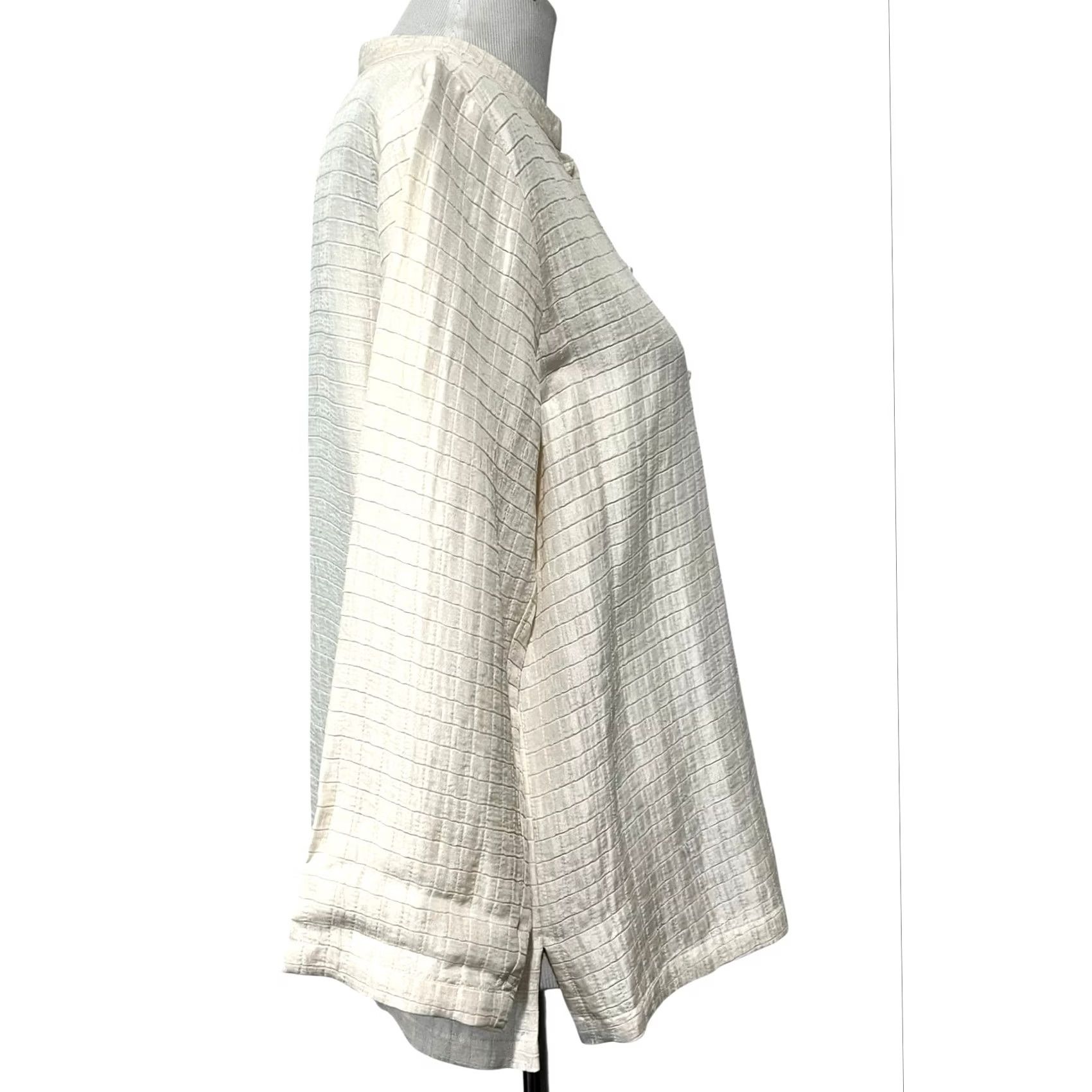 Eileen Fisher Eileen Fisher Jacket Womens M Cream Topper Silk Linen Blend Knob Button Closure size Size M / US 6-8 / IT 42-44 - 7 Thumbnail