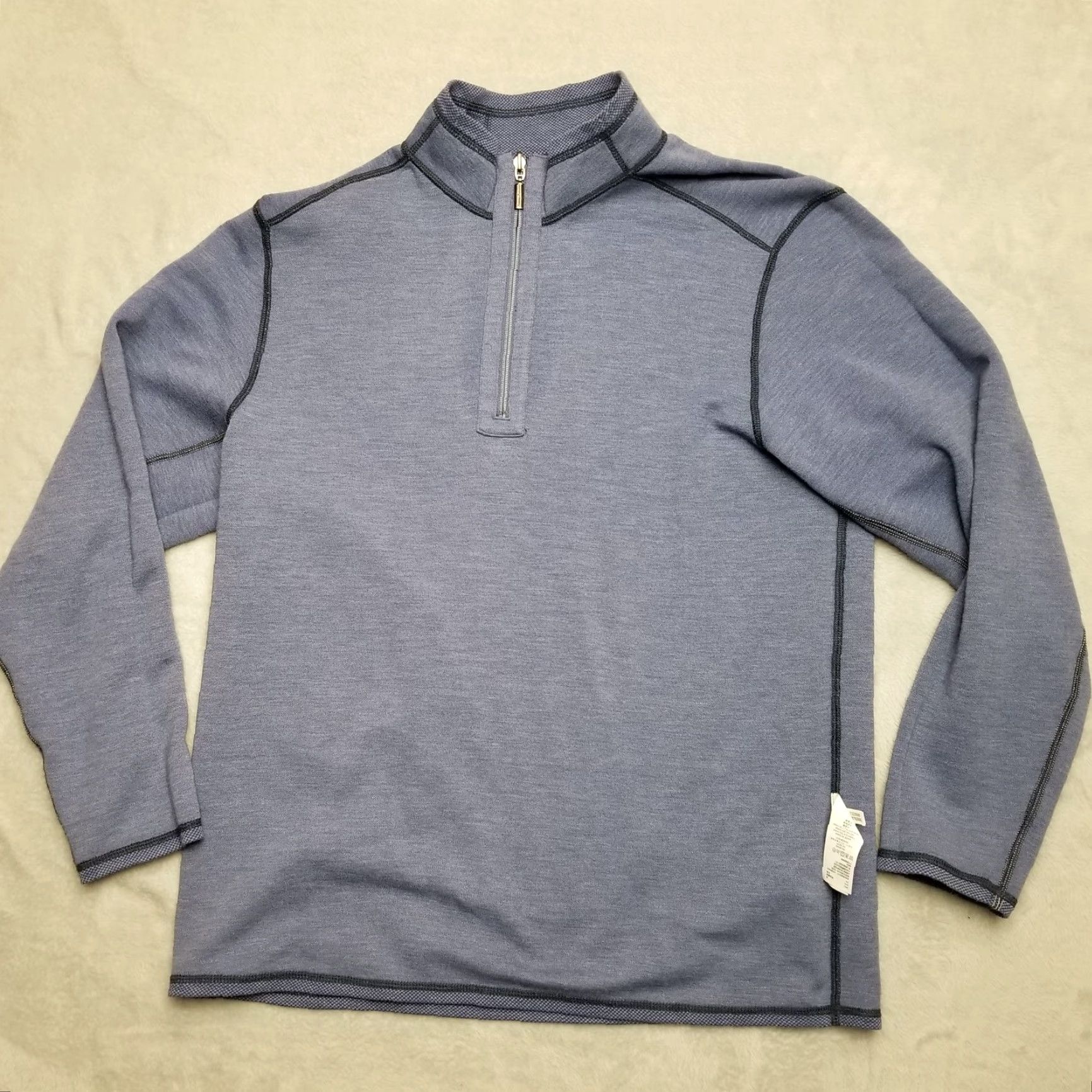 Tommy Bahama Tommy Bahama Sweater Mens L Blue Reversible Pullover 1/4 Zip Golf Casual Knit Cotton Nylon Polyester Embroidered Logo Long Sleeve Size US L / EU 52-54 / 3 - 2 Thumbnail