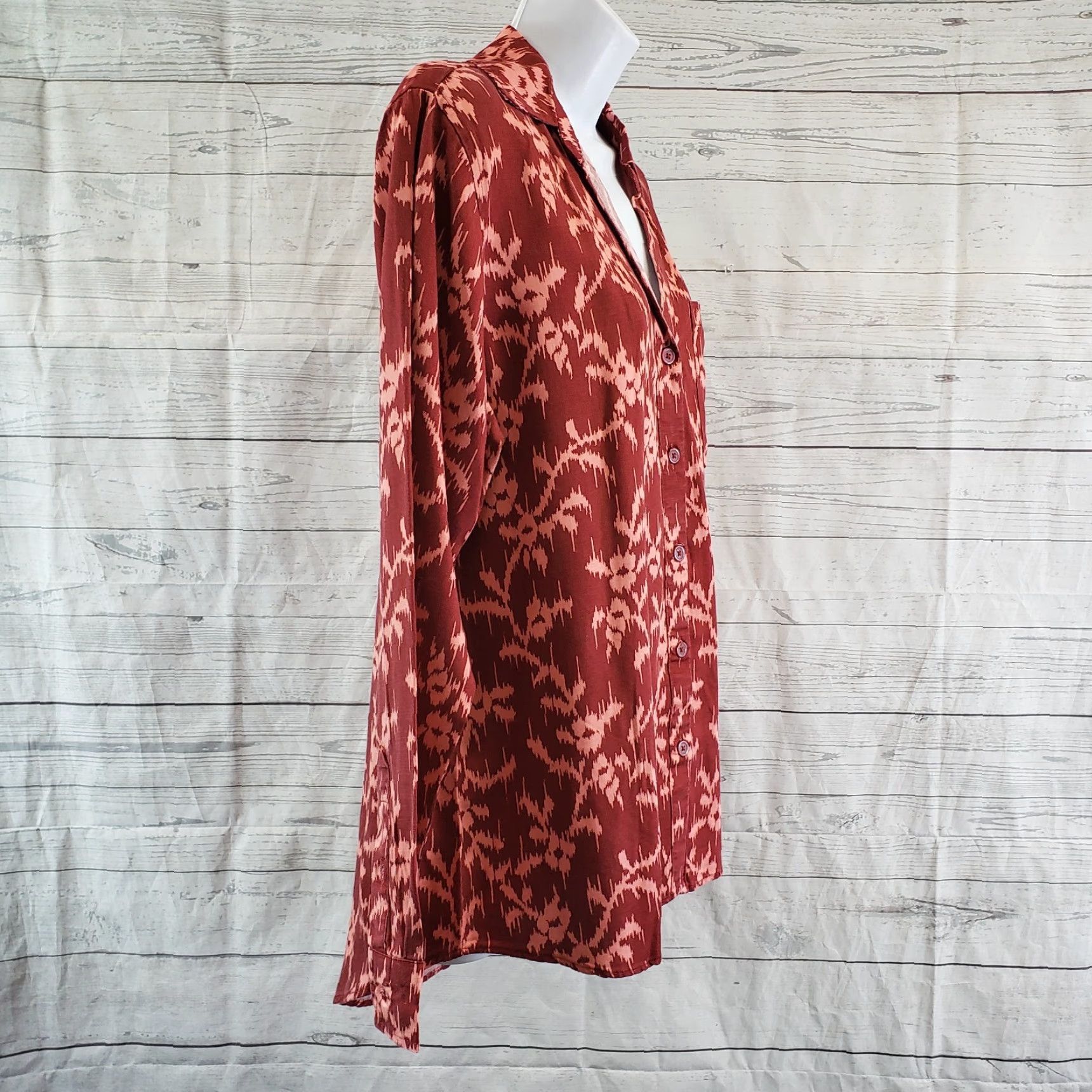 Vintage Knox Rose Womens Button Front Shirt Sz S Red Long Sleeve Lyocell Size S / US 4 / IT 40 - 3 Thumbnail