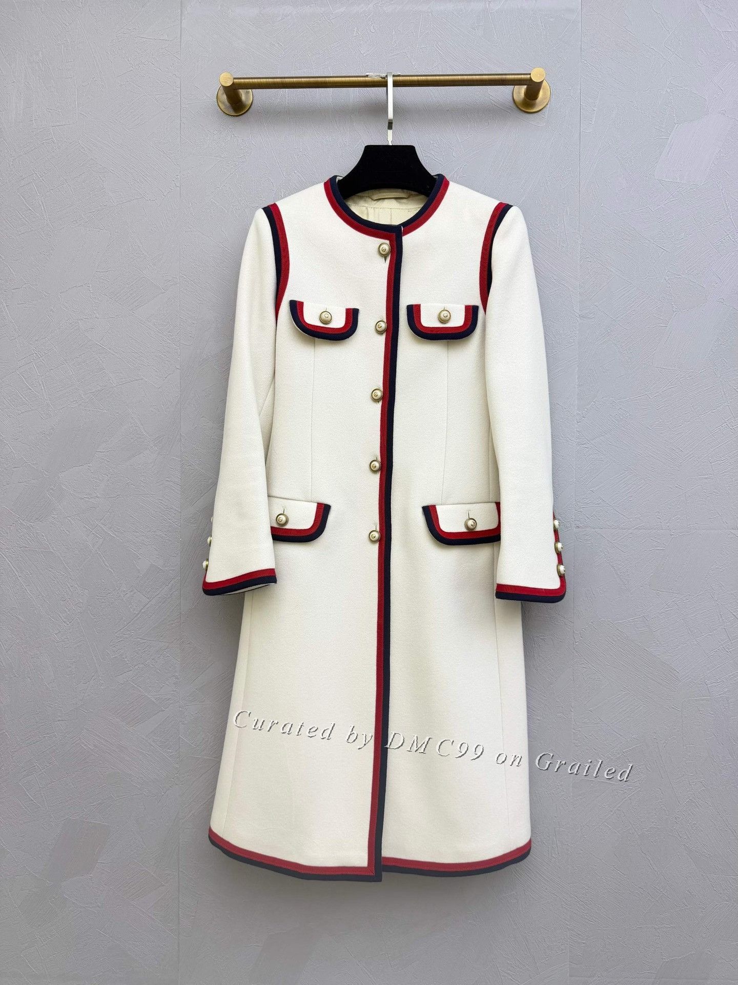 Gucci Gucci Wool Coat w/ Red Blue Ribbon Size XS / US 0-2 / IT 36-38 - 1 Thumbnail