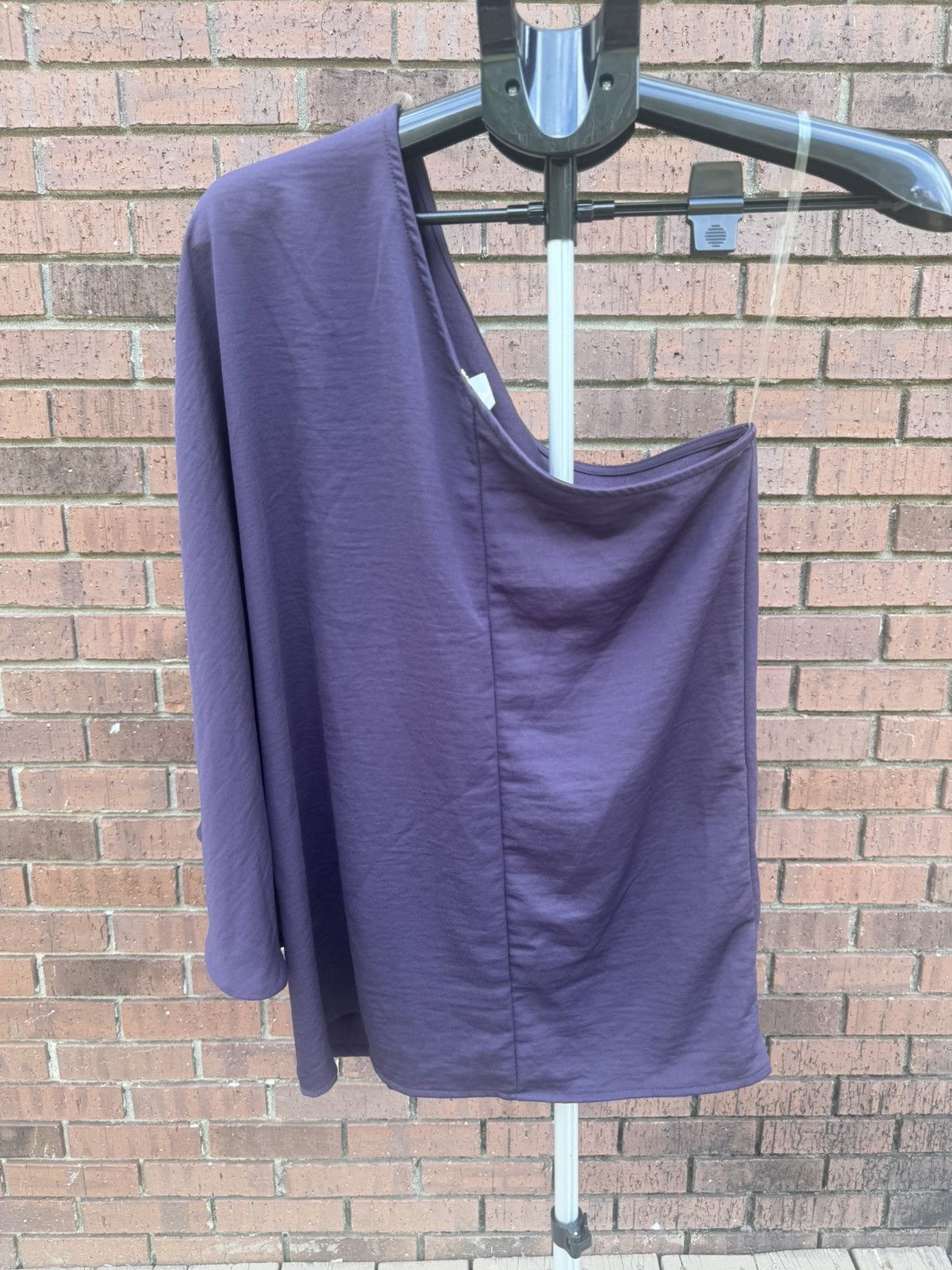 Other Entro One Shoulder Drape Top Poncho Blouse Deep Purple Small Size S / US 4 / IT 40 - 5 Thumbnail